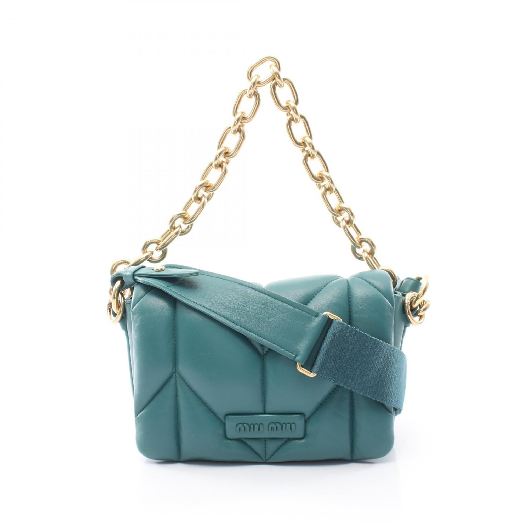 Miu Miu Green Leather Handbag Shoulder Bag (Pre-Owned)