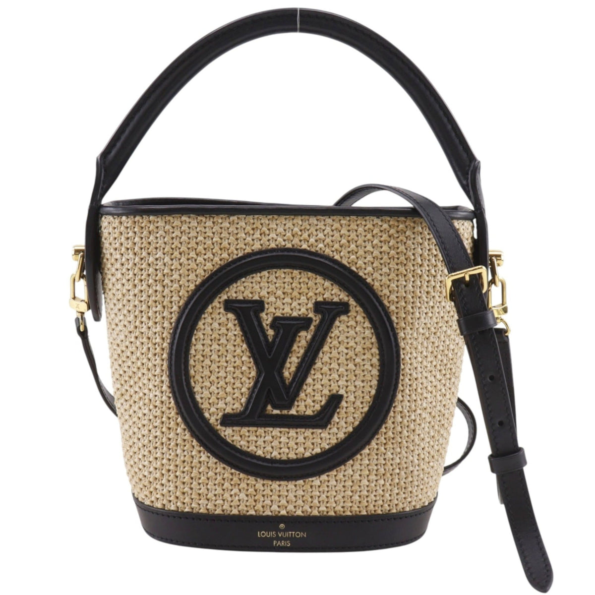 Louis Vuitton Black Noir Raffia Leather Handbag (Pre-Owned)