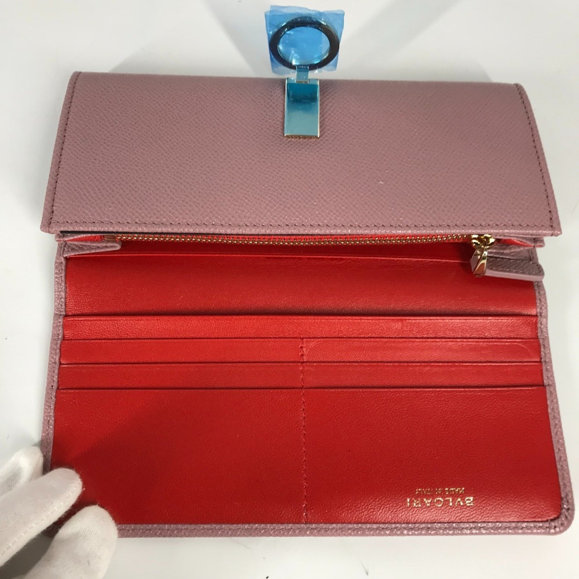 Bvlgari Pink Leather Long Wallet (Bi-Fold) (Pre-Owned)