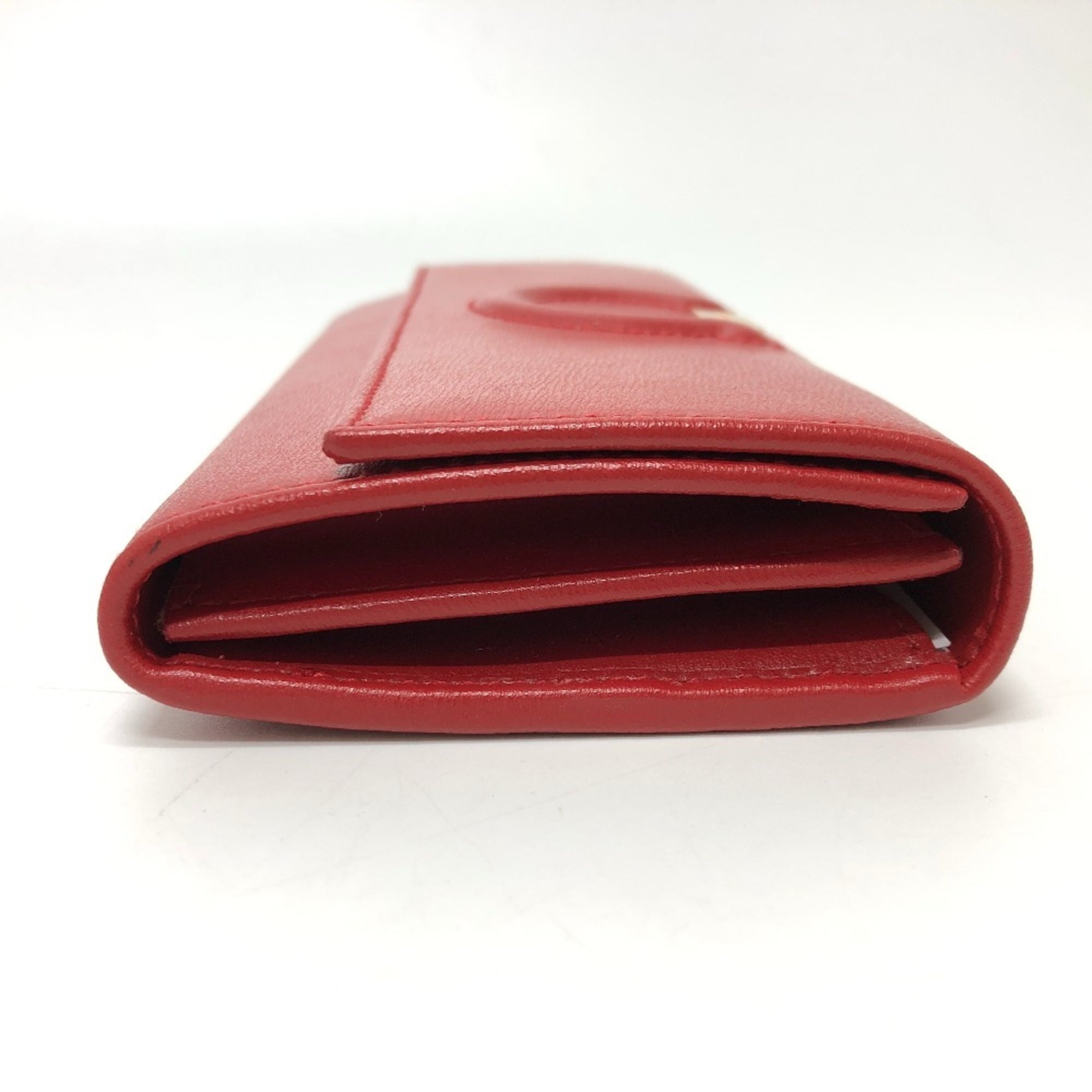 Salvatore Ferragamo Beige Gold Red Color Leather Wallet (Bi-Fold) (Pre-Owned)