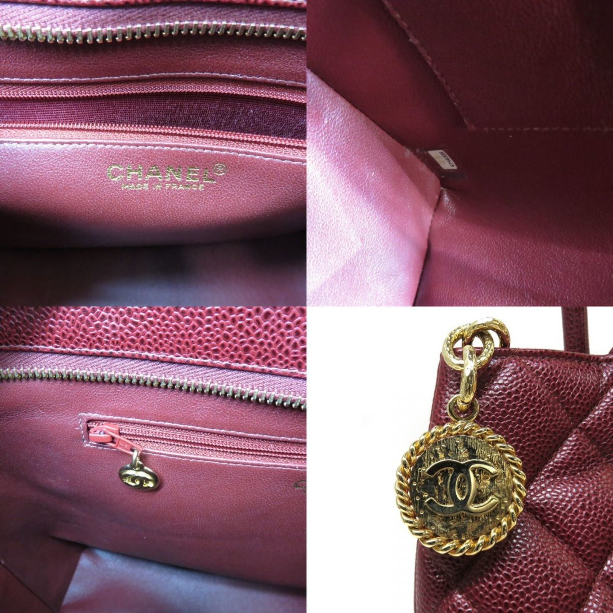 Chanel Bordeaux Grained Calfskin Handbag Tote Bag (Pre-Owned)