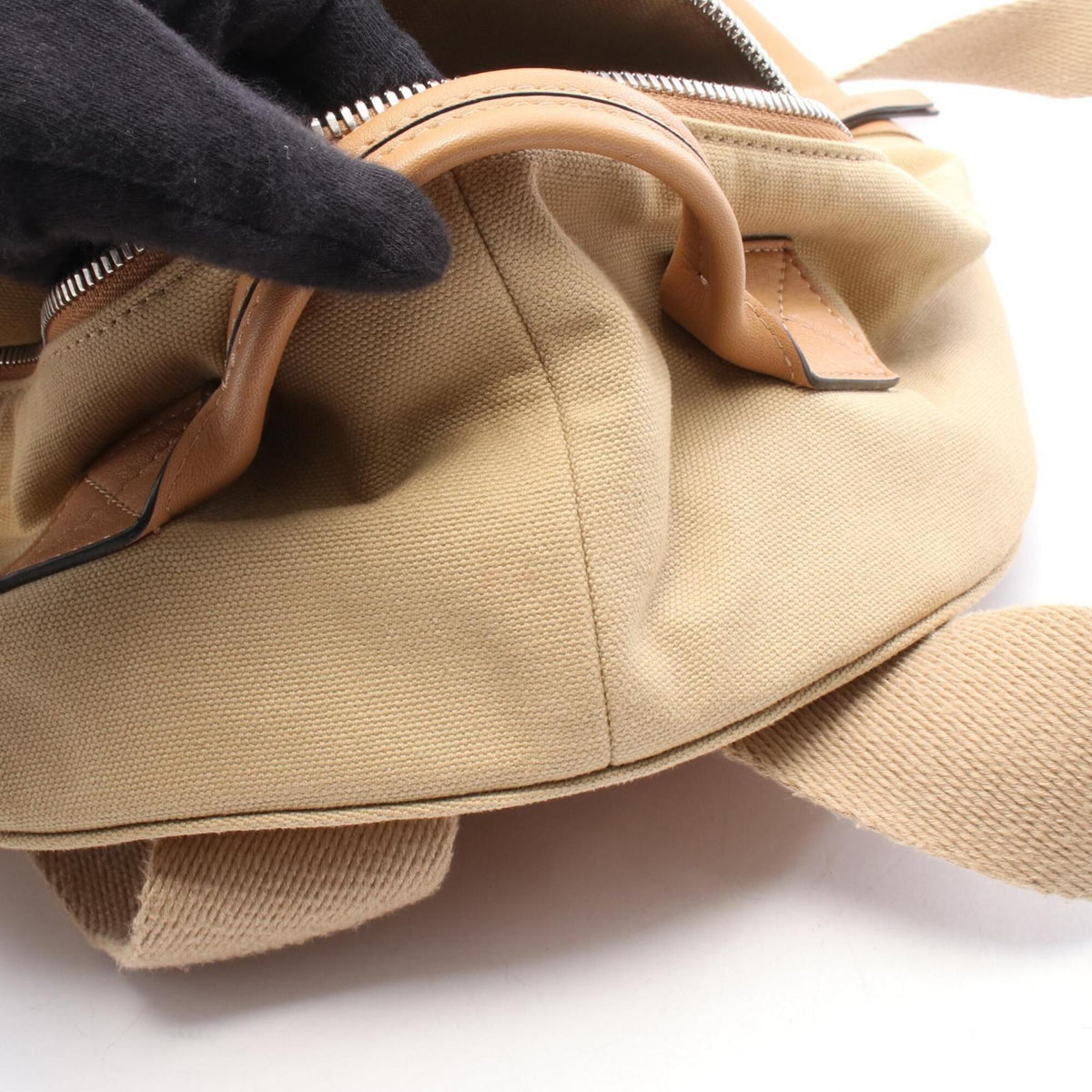 Loewe Beige Brown Canvas Leather Backpack Handbag (Pre-Owned)
