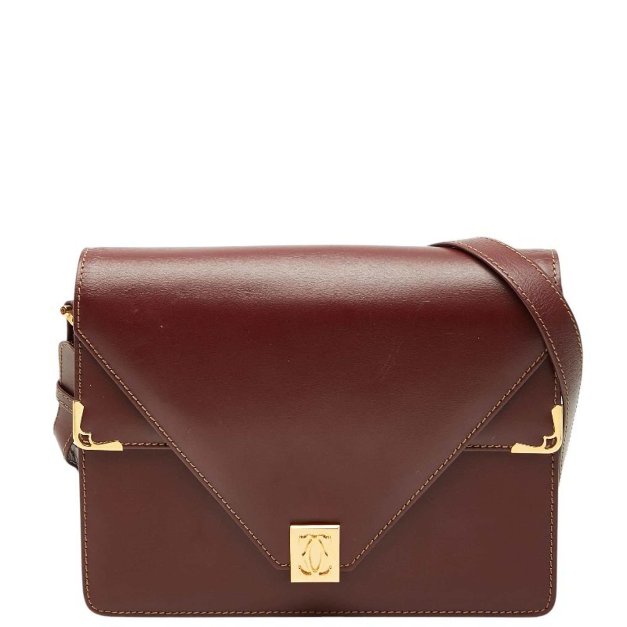 Cartier Wine Red Leather Shoulder Bag (Pre-Owned)