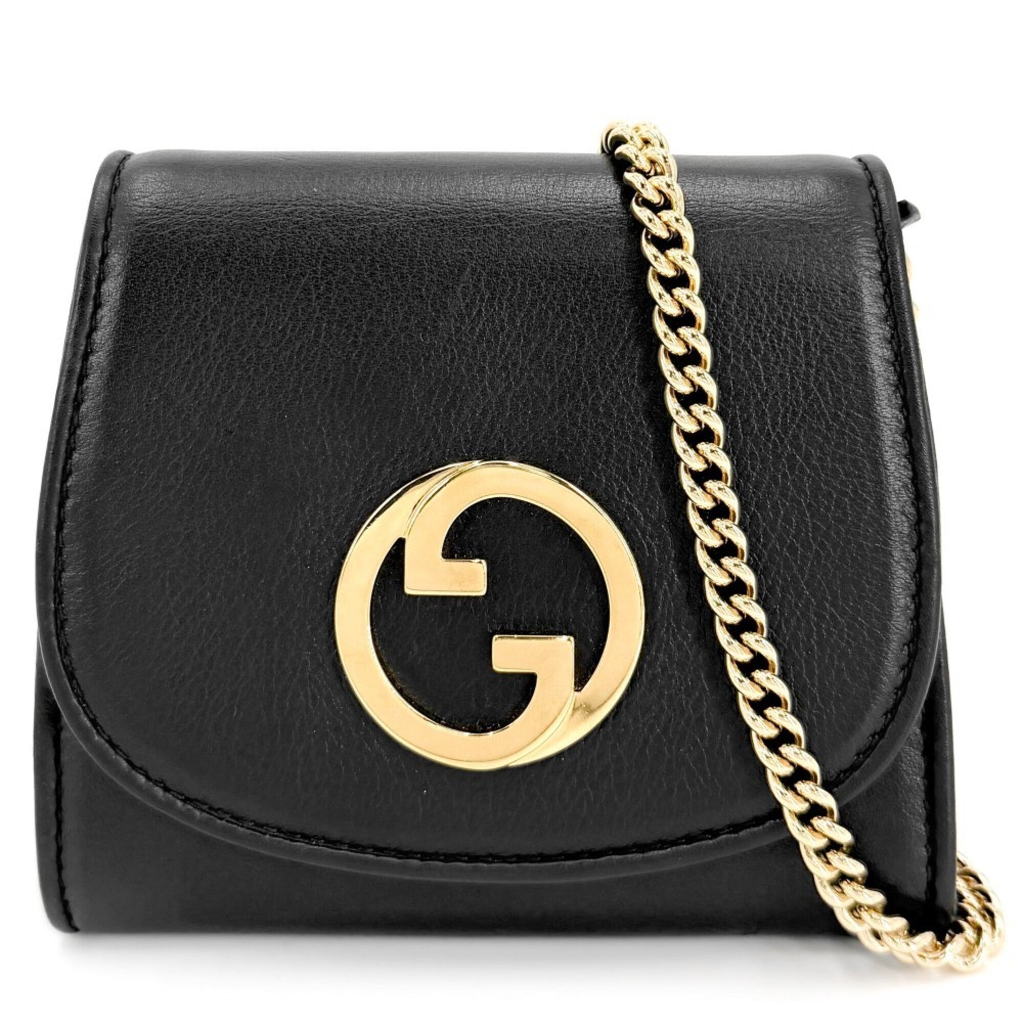 Gucci Black Leather Chain/Shoulder Wallet (Pre-Owned)