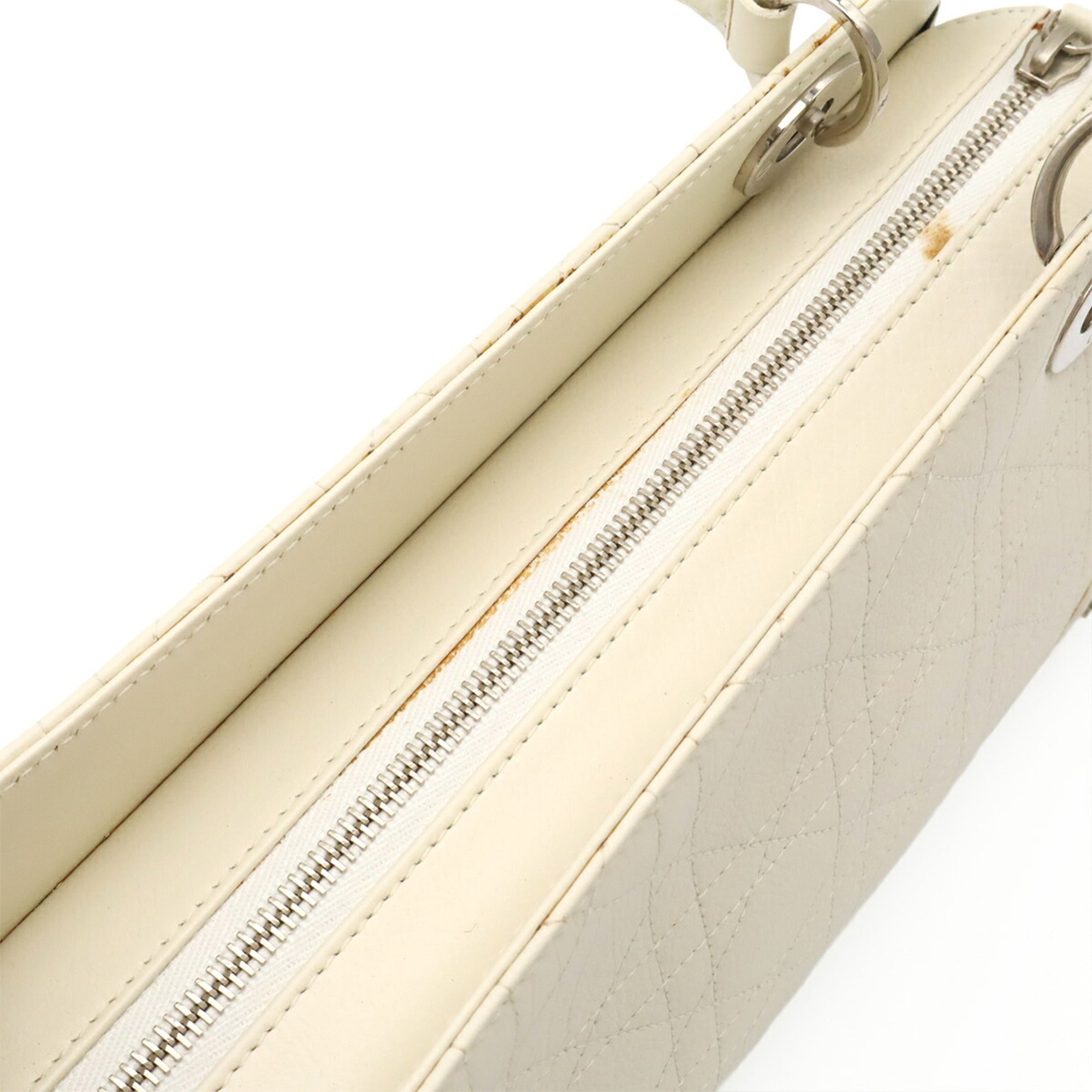 Christian Dior Ivory Leather Handbag Shoulder Bag (Pre-Owned)