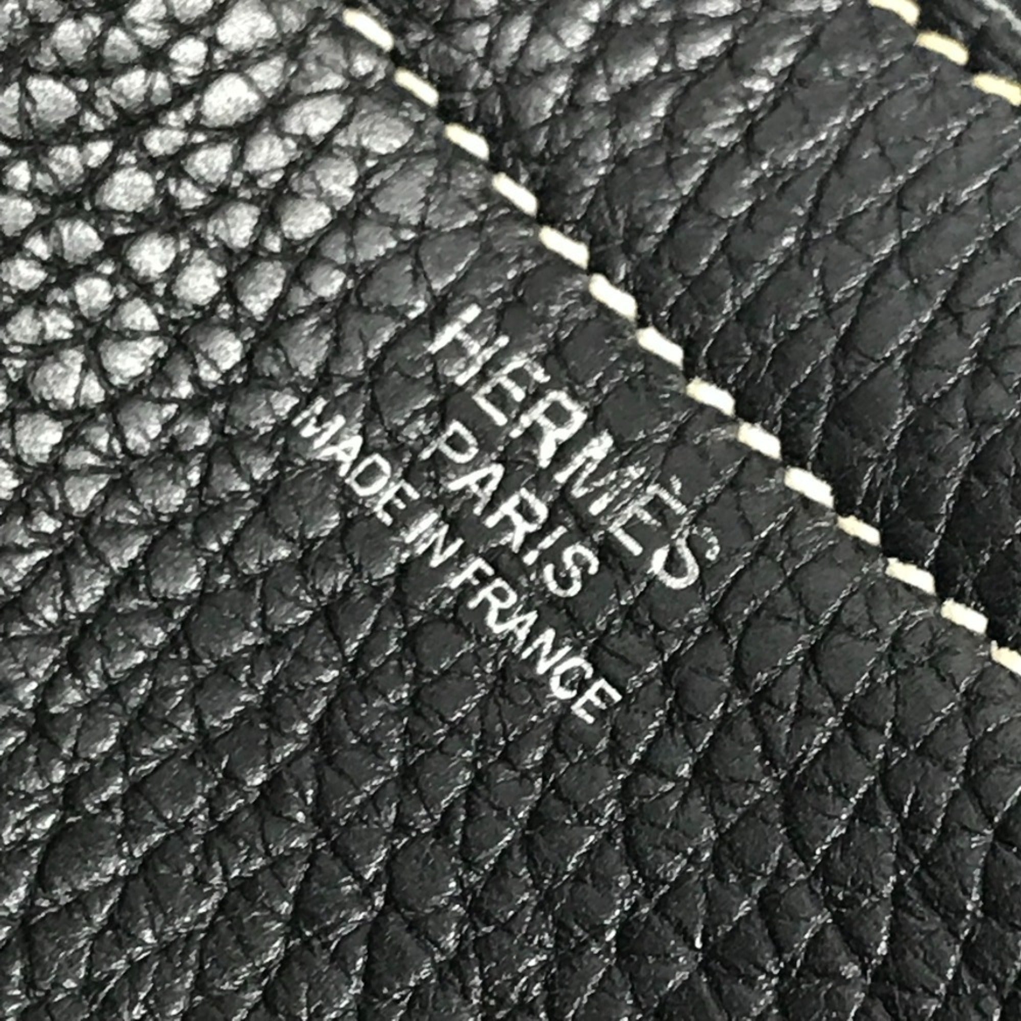 Hermes Black Leather Shoulder Bag Tote Bag (Pre-Owned)