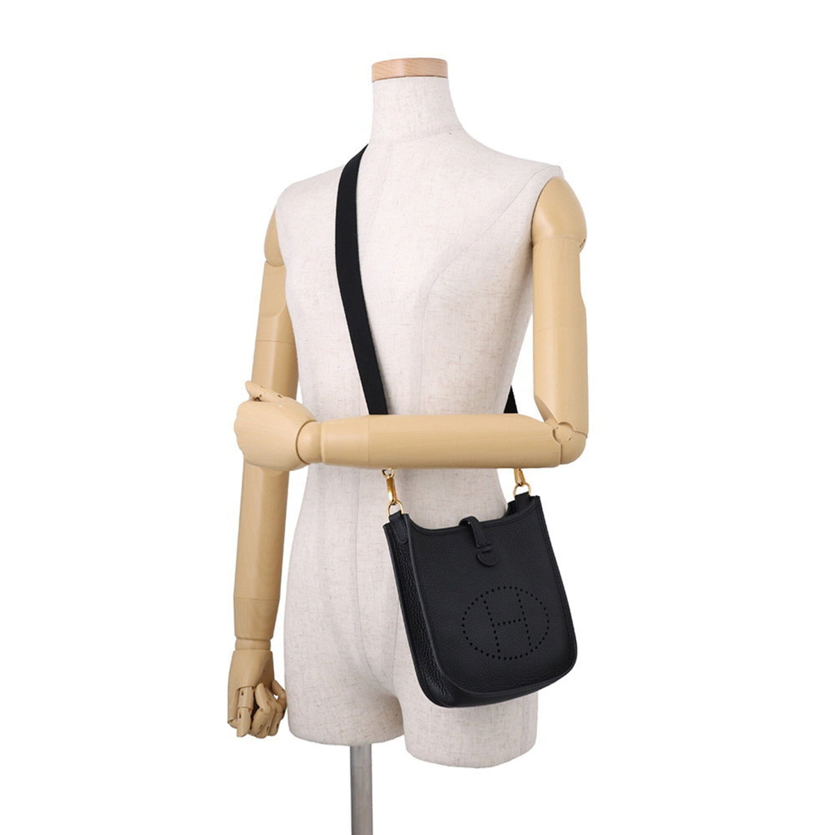 Hermes Evelyne Black Taurillon Clemence Leather Handbag Shoulder Bag (Pre-Owned)
