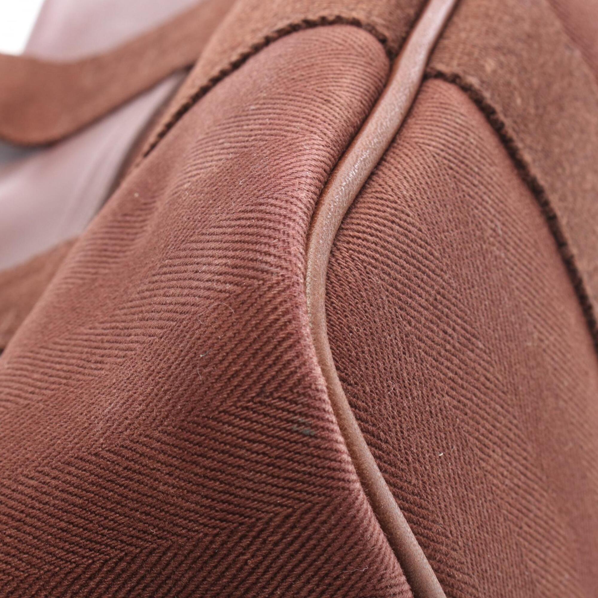 Hermes Brown Toile Chevron Leather Canvas Handbag (Pre-Owned)