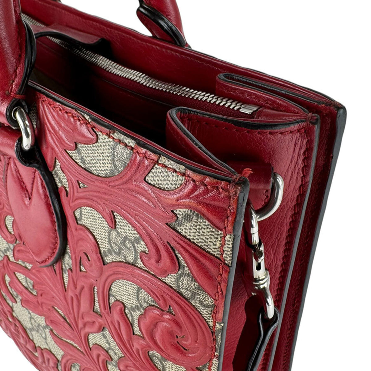 Gucci Brown Red Color Gg Supreme Handbag Shoulder Bag (Pre-Owned)