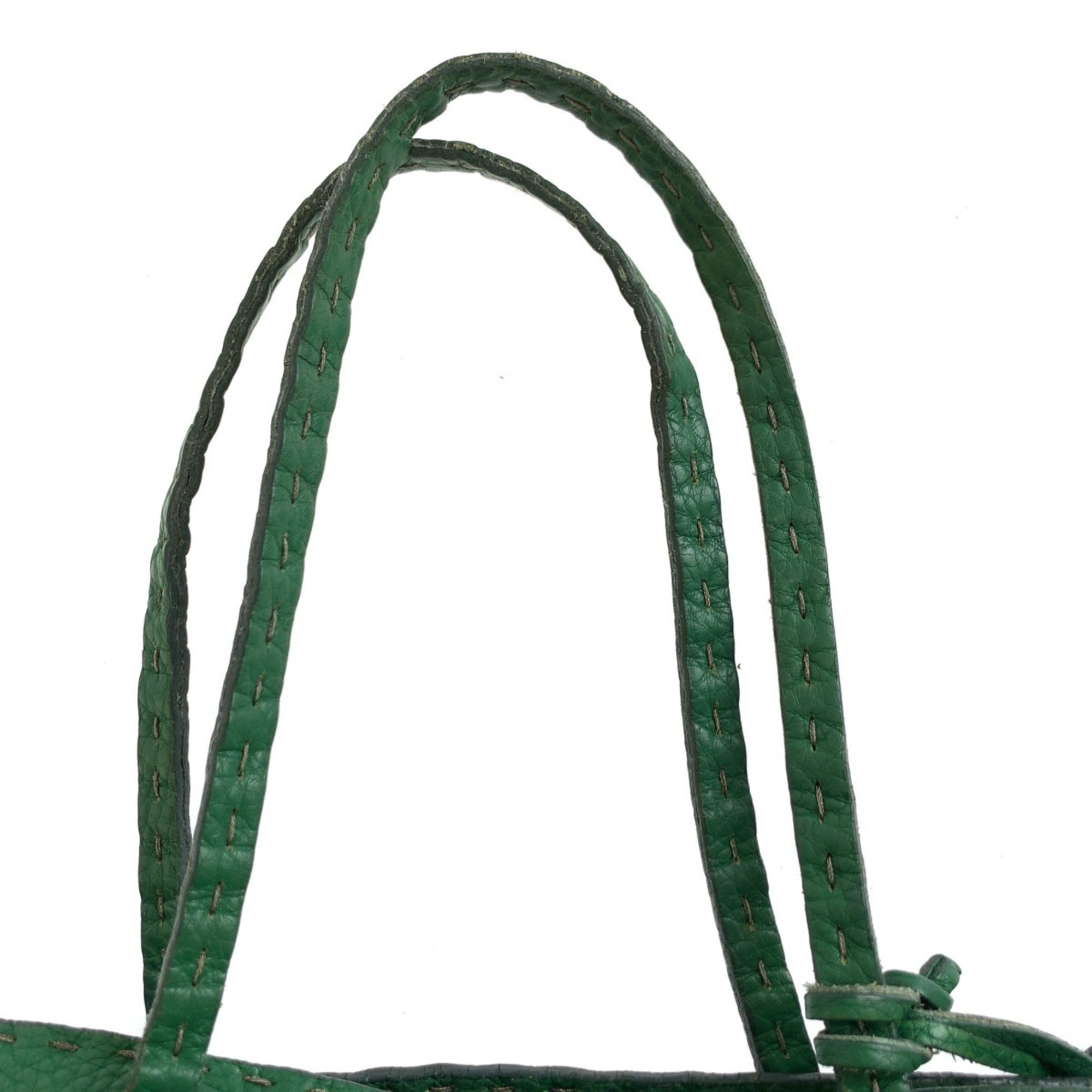 Fendi Green Leather Handbag Tote Bag (Pre-Owned)