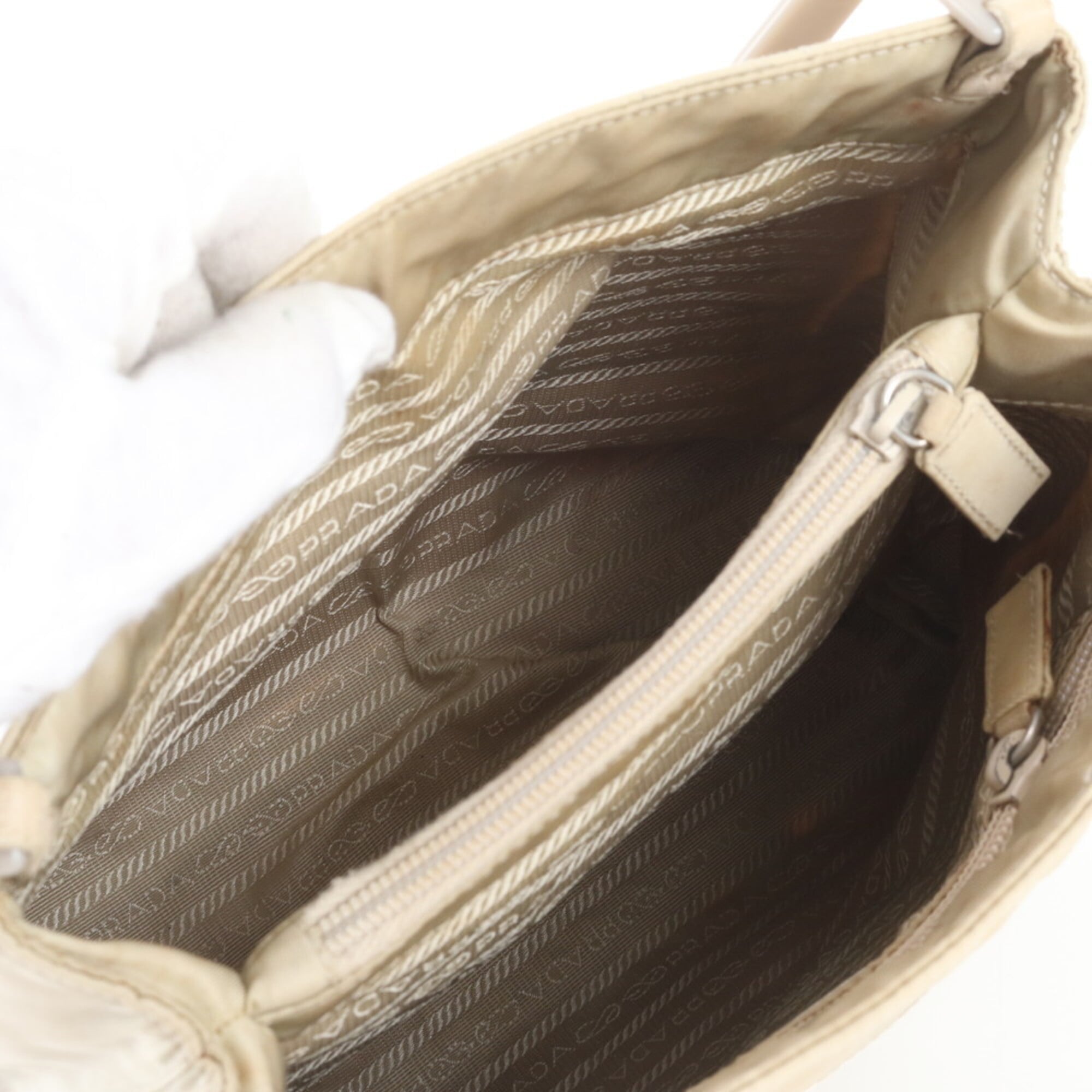 Prada Light Beige Tessuto Handbag Shoulder Bag (Pre-Owned)