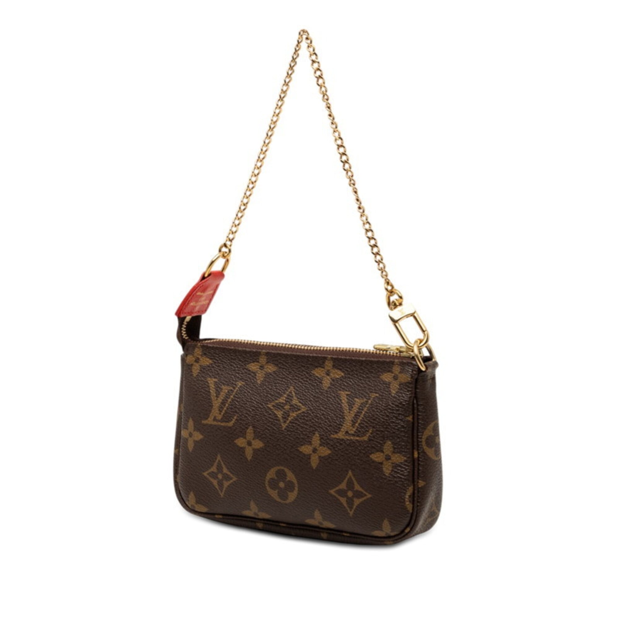 Louis Vuitton Monogram Brown Red Color Pvc Handbag Pouch (Pre-Owned)