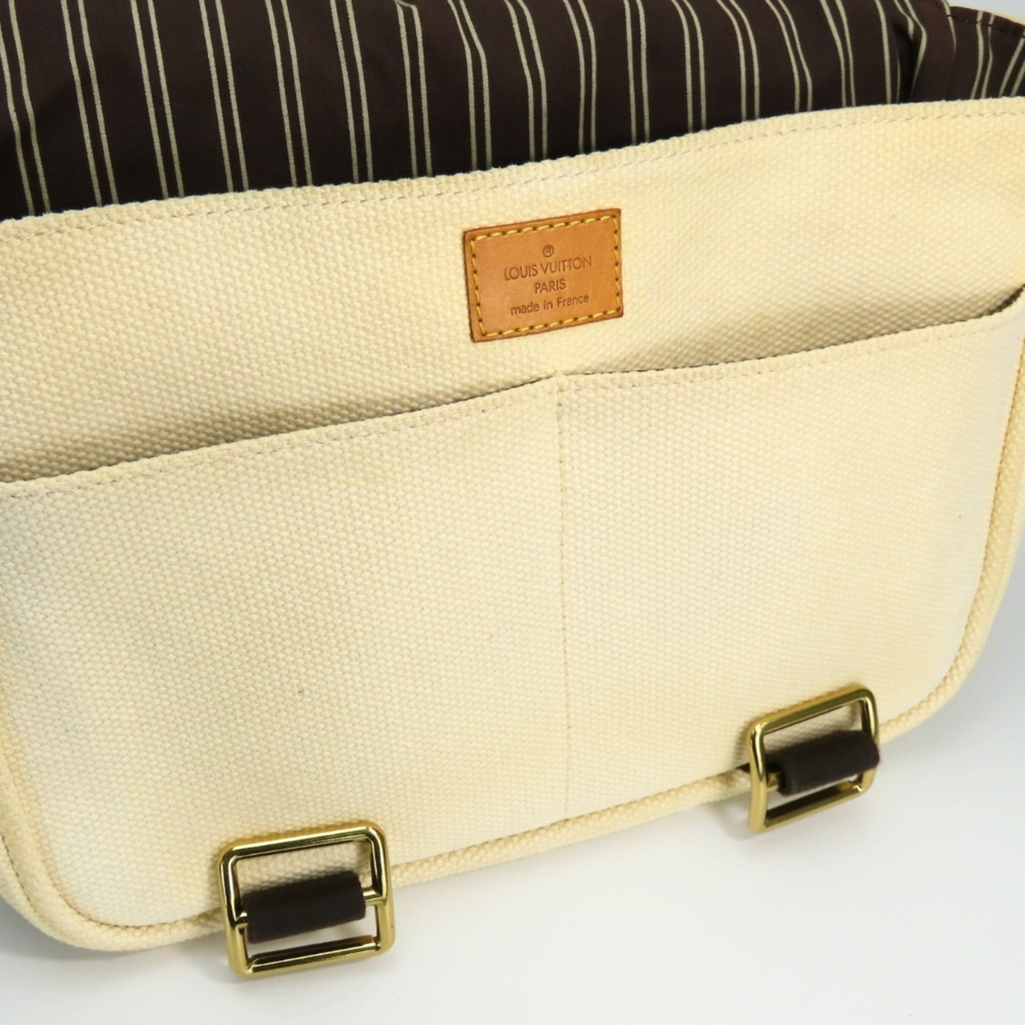 Louis Vuitton Brown Ecru Ivory Canvas Shoulder Bag (Pre-Owned)