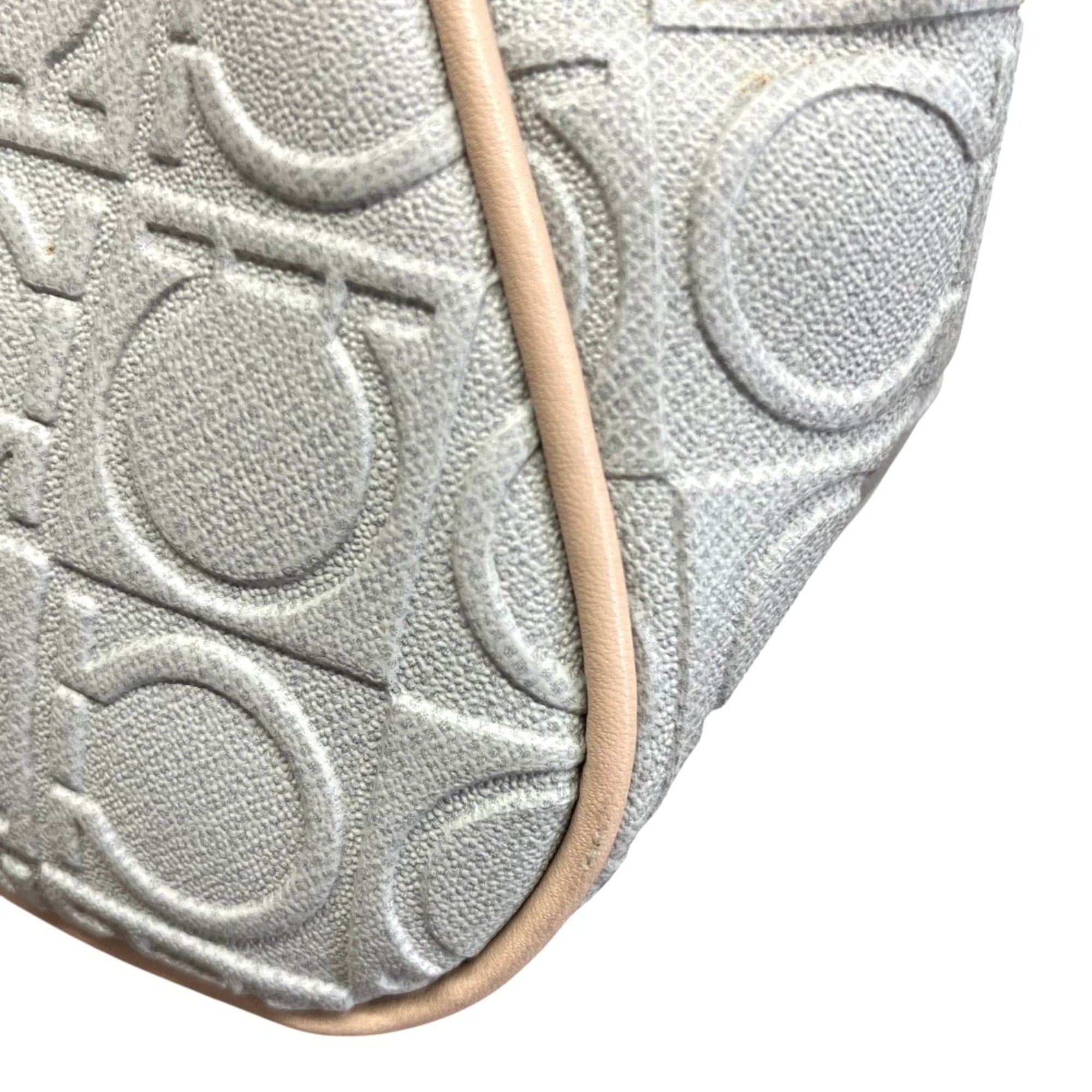 Salvatore Ferragamo Gray Leather Pvc Shoulder Bag (Pre-Owned)