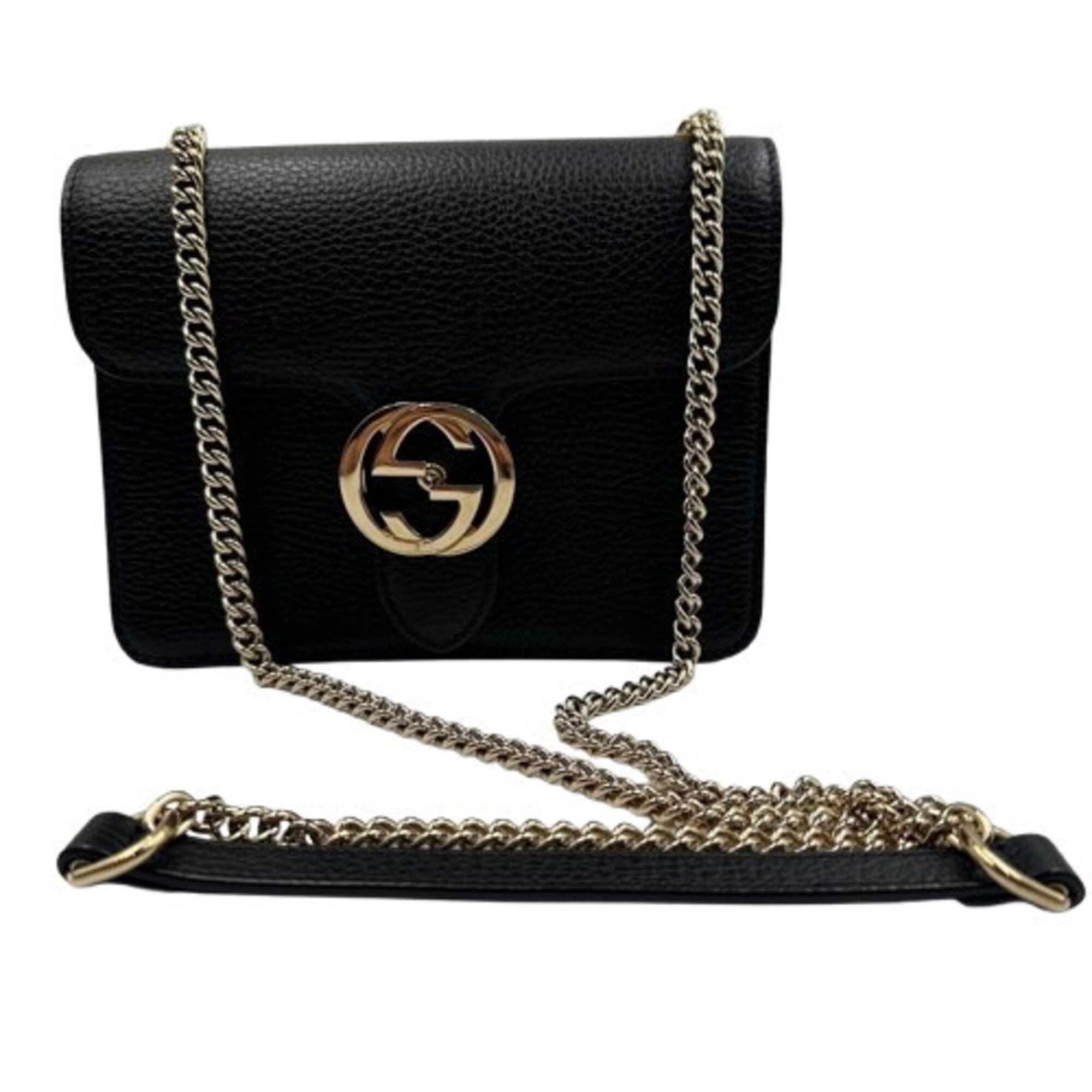 Gucci Gg Marmont Black Leather Shoulder Bag (Pre-Owned)