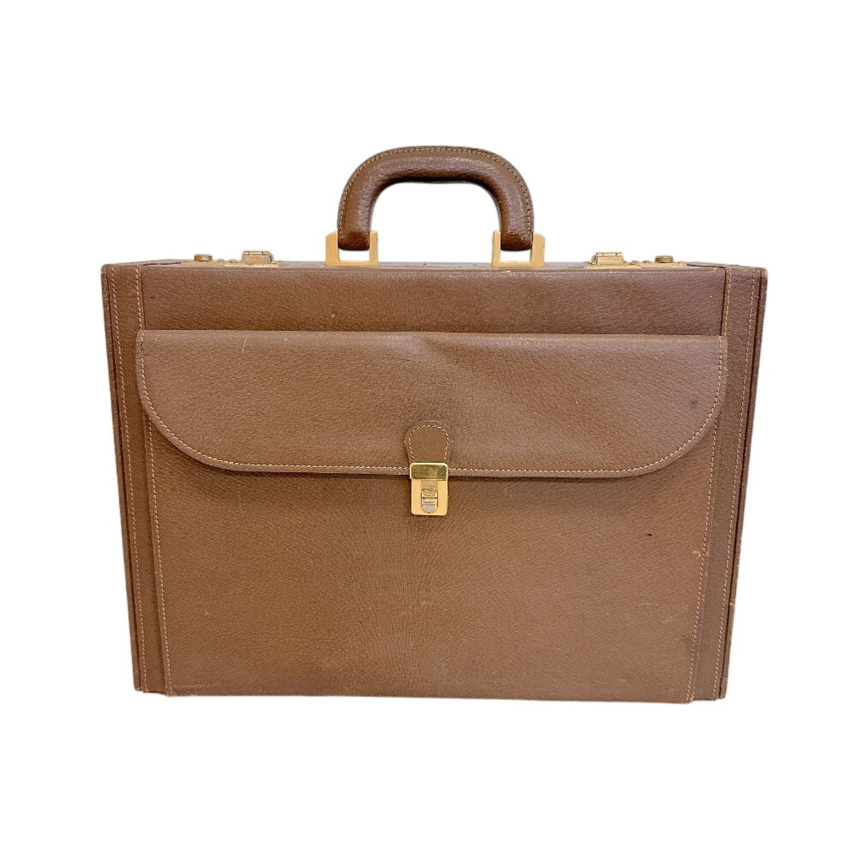 Gucci Brown Leather Attaché Case Handbag (Pre-Owned)