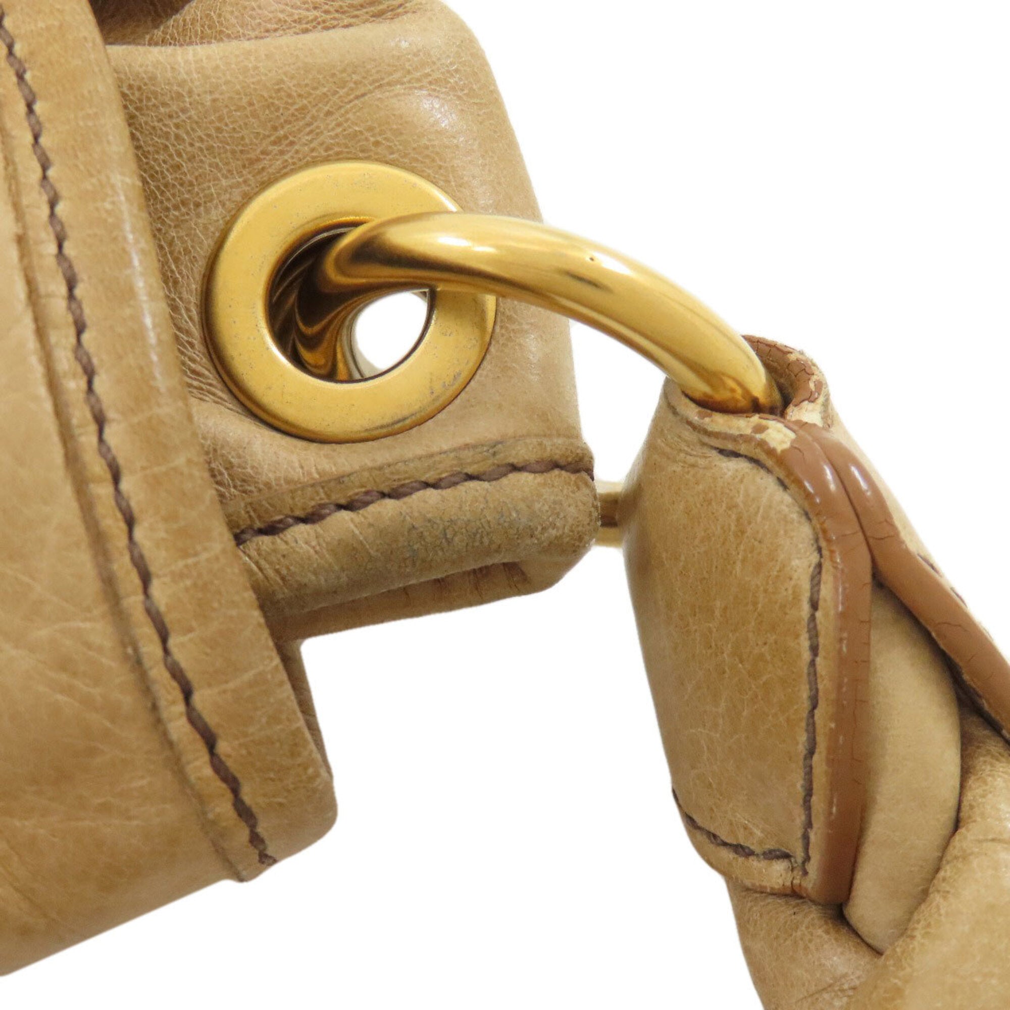 Miu Miu Beige Leather Tote Bag (Pre-Owned)