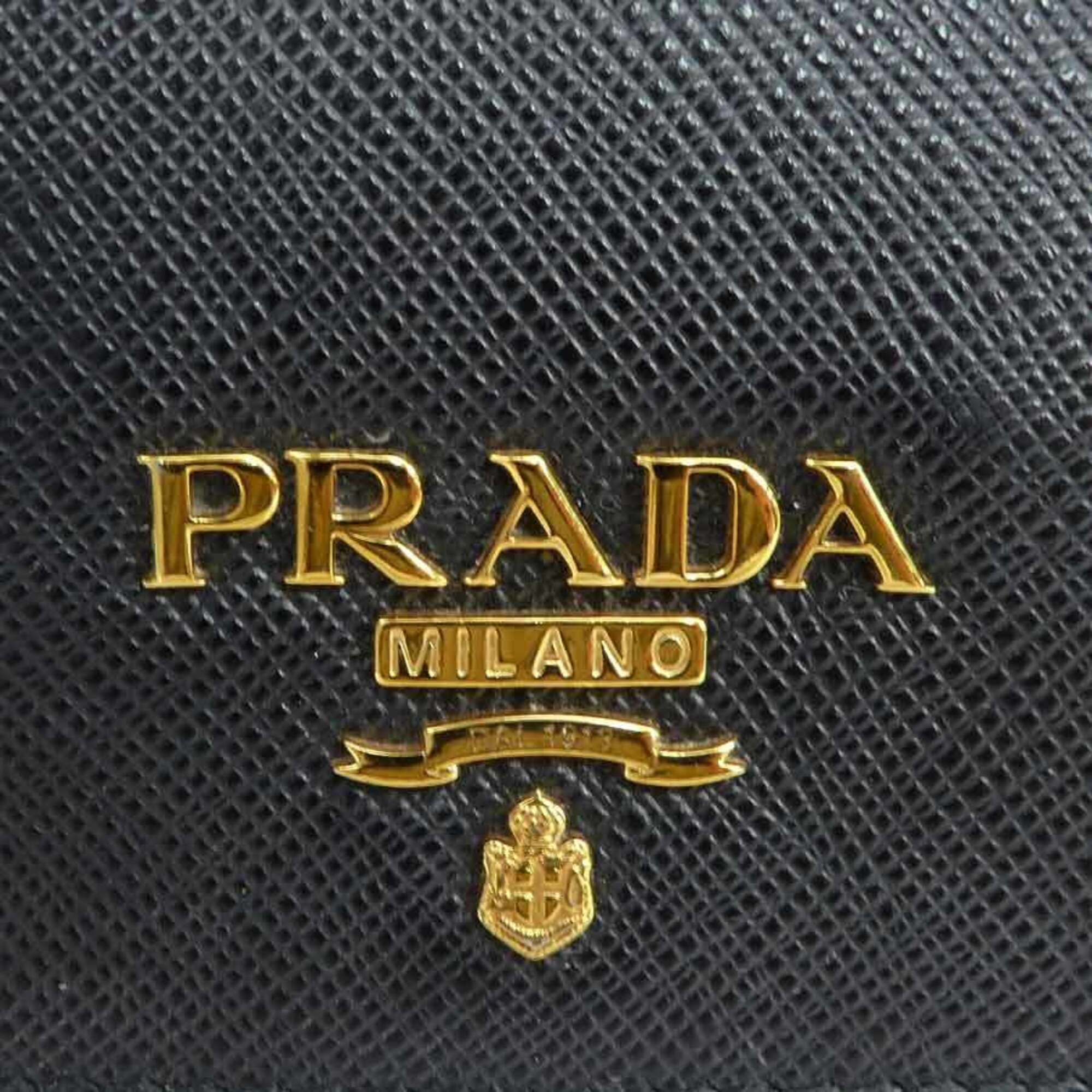 Prada Black Pink Leather Long Wallet (Bi-Fold) (Pre-Owned)
