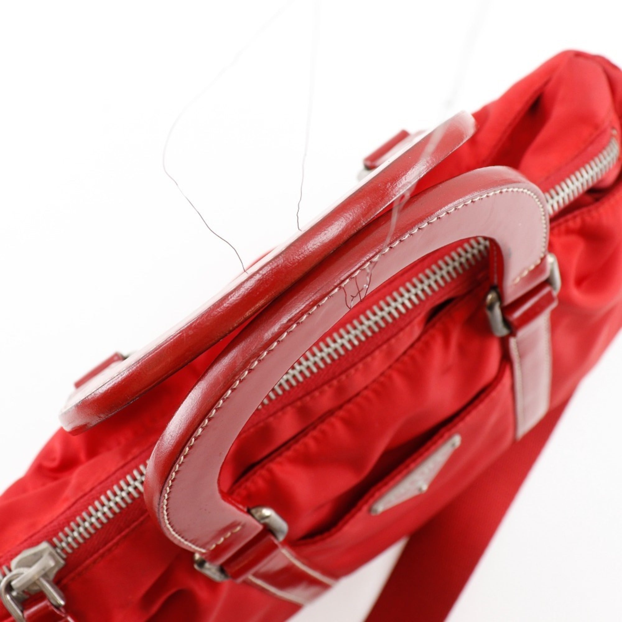 Prada Red Color Nylon Handbag (Pre-Owned)