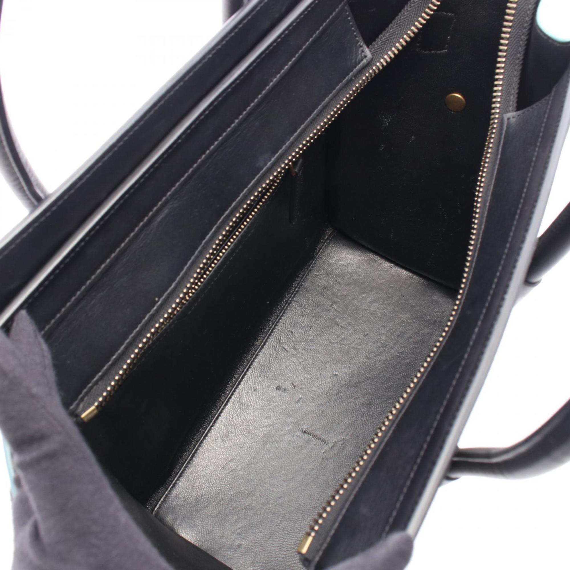 Celine Black Blue Ivory Leather Handbag Tote Bag (Pre-Owned)