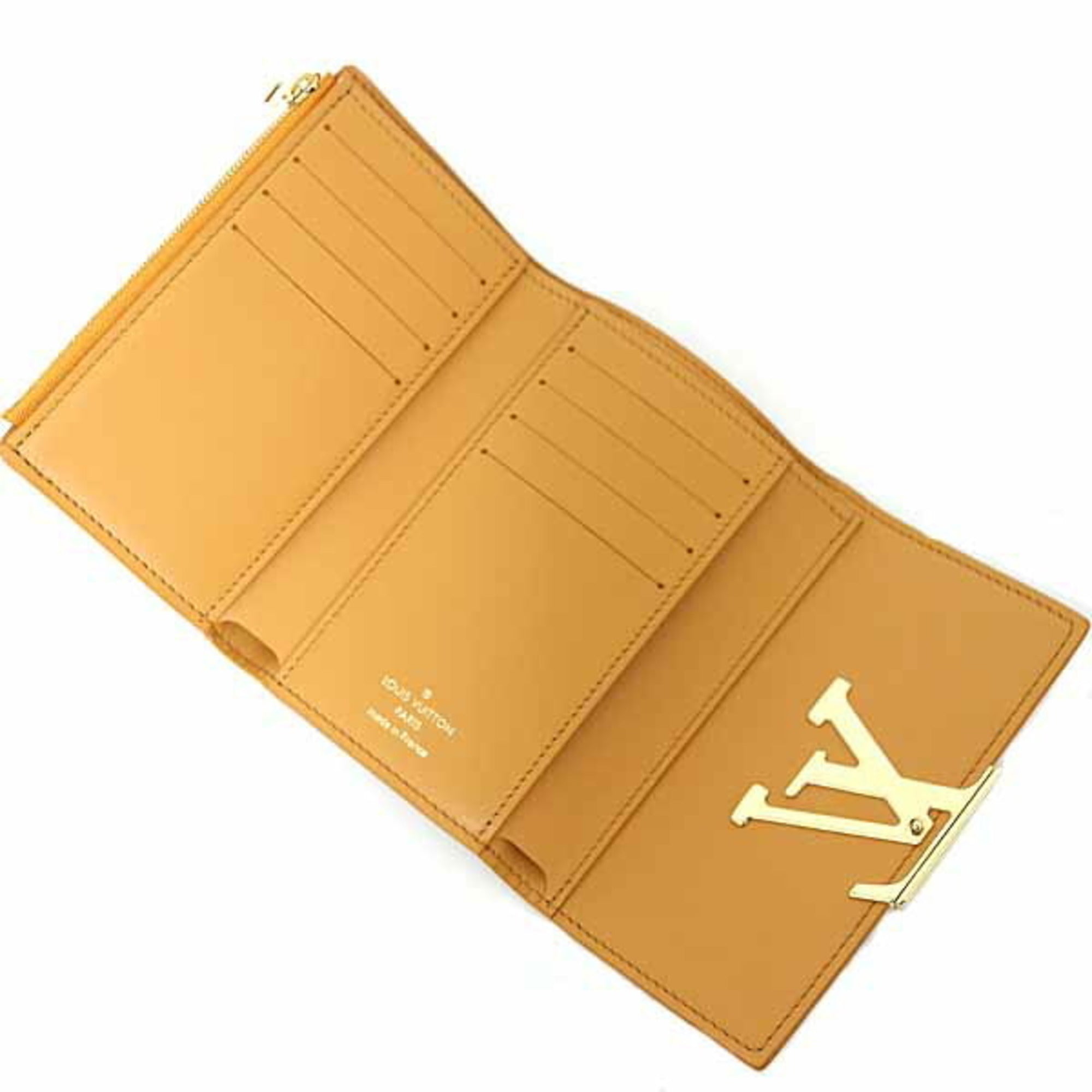 Louis Vuitton Orange Saffron Yellow Leather Wallet (Tri-Fold) (Pre-Owned)