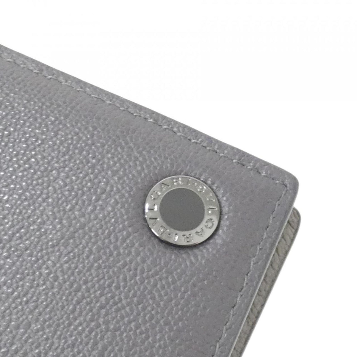 Bvlgari Gray Leather Bill Wallet (Bi-Fold) (Pre-Owned)