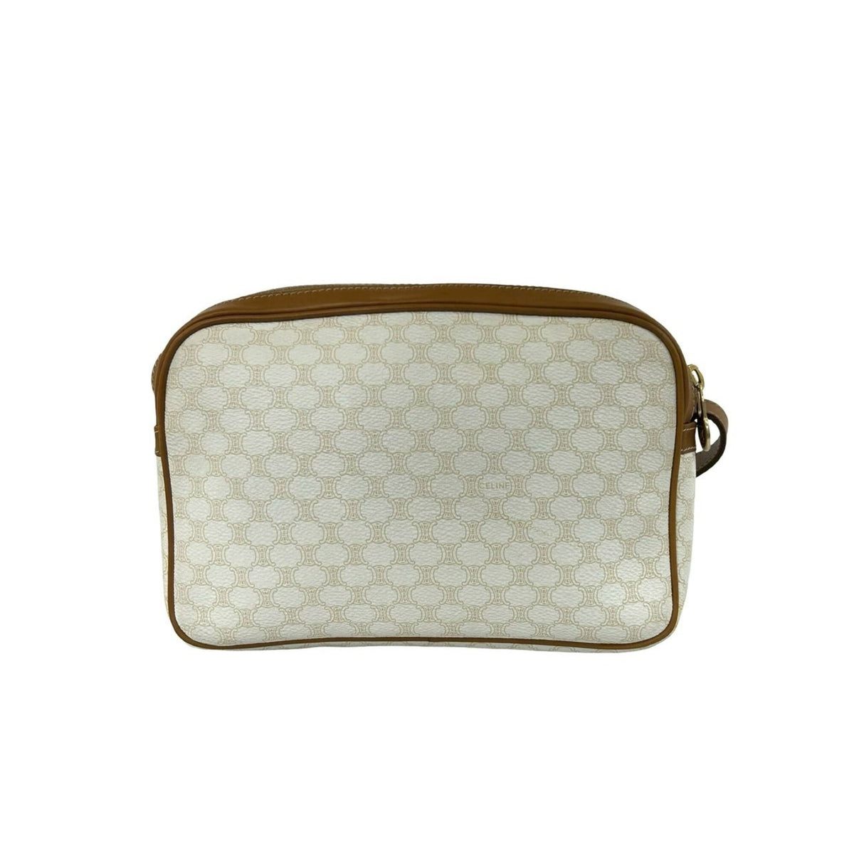 Celine Brown White Pvc Leather Pochette Shoulder Bag (Pre-Owned)