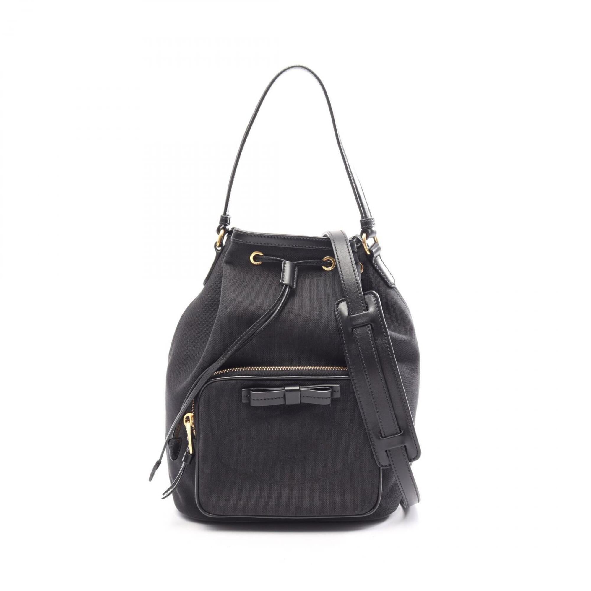 Prada Black Canvas Leather Handbag (Pre-Owned)