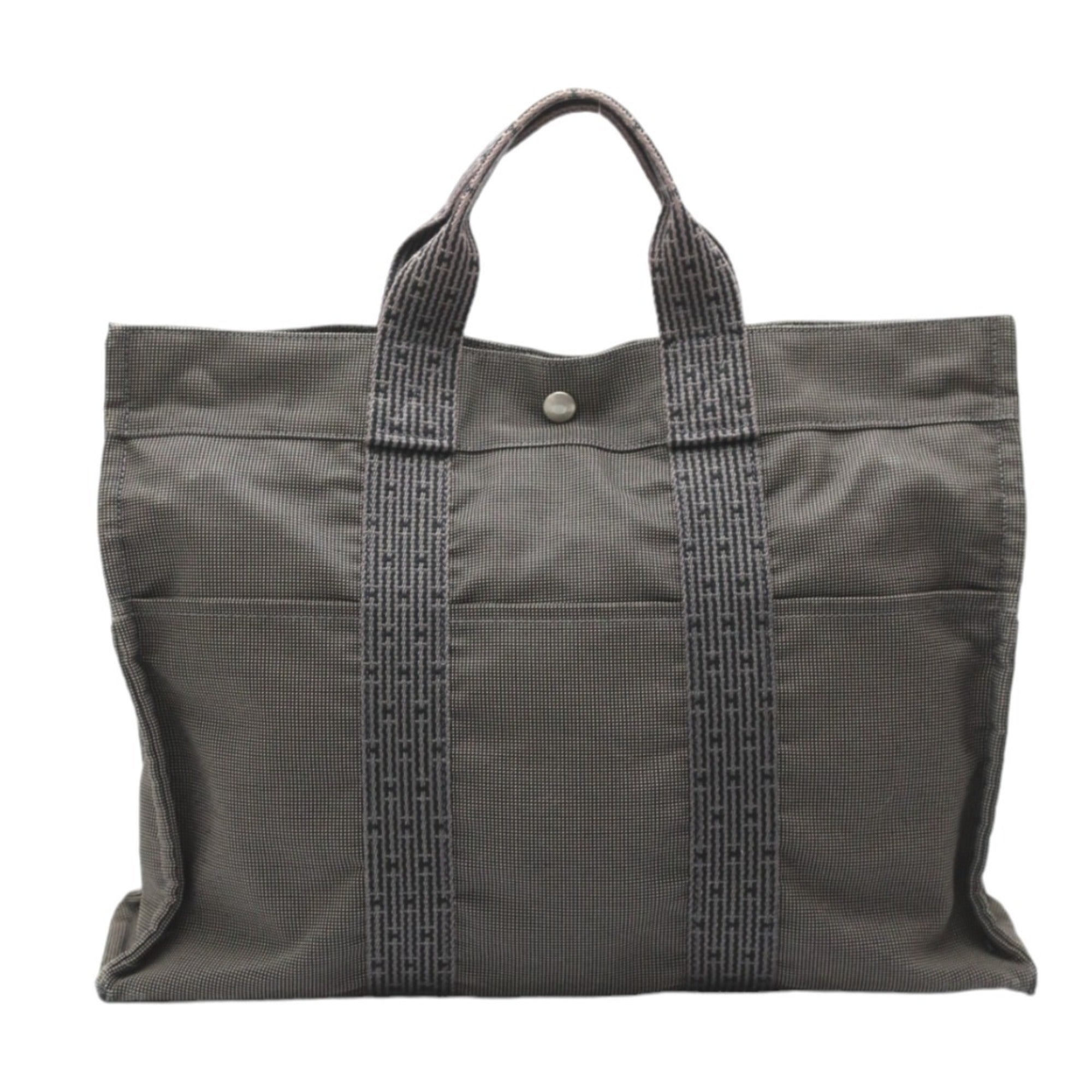 Hermes Her Line Gray Canvas Tote Bag (Pre-Owned)