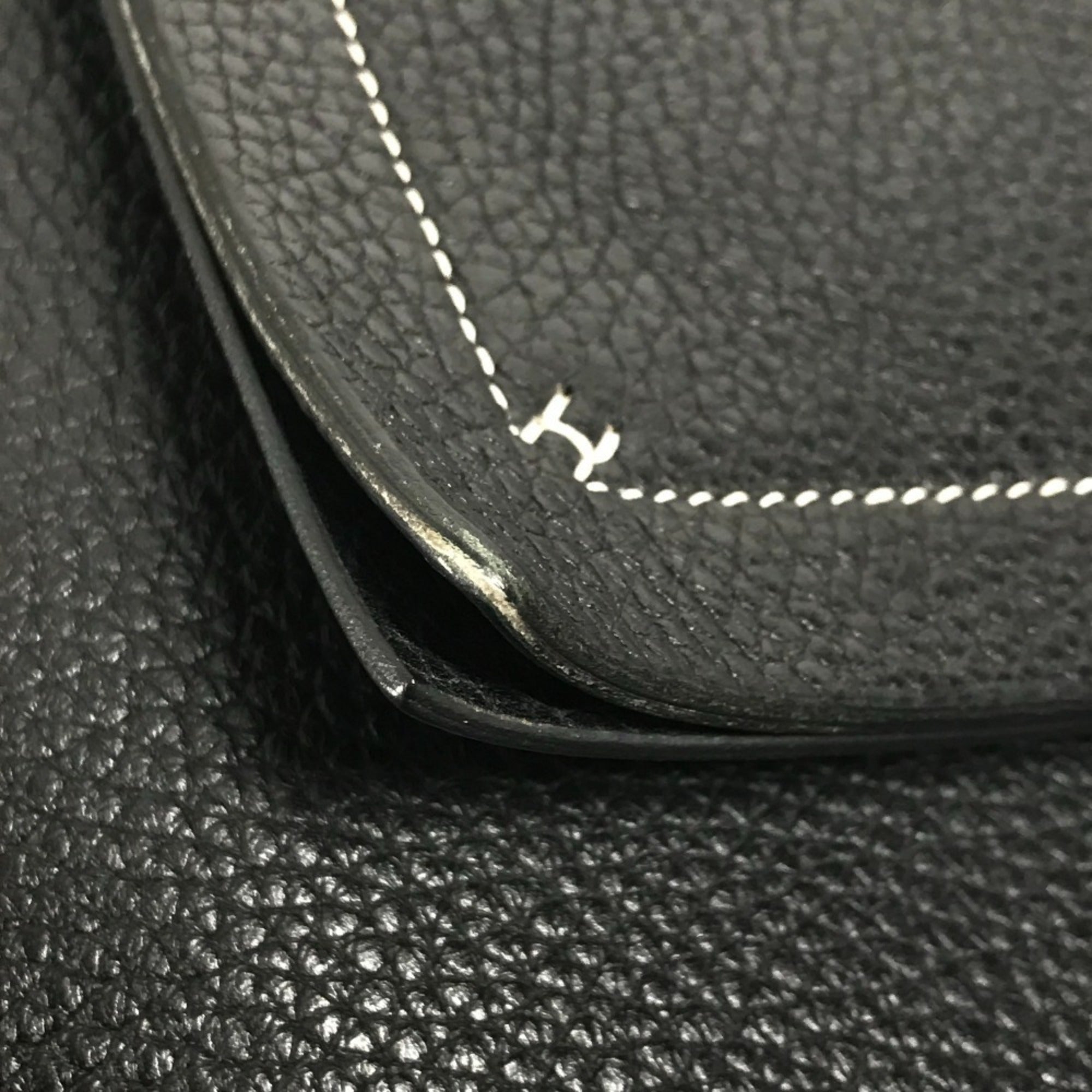 Hermes Black Leather Shoulder Bag Tote Bag (Pre-Owned)