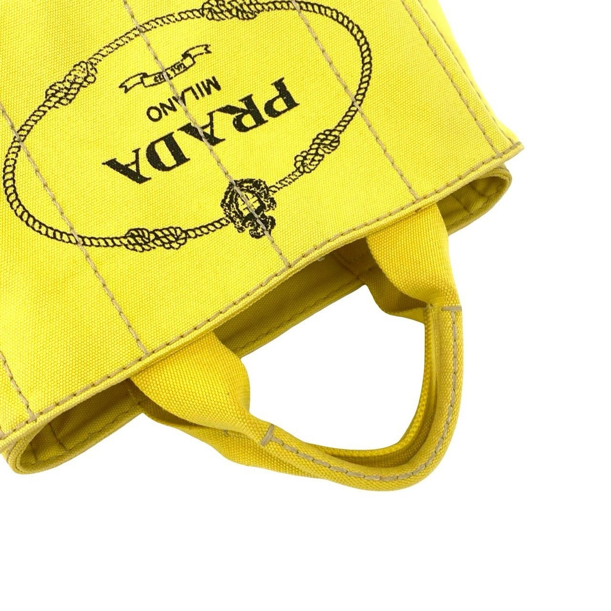 Prada Yellow Canvas Handbag Shoulder Bag Tote Bag (Pre-Owned)
