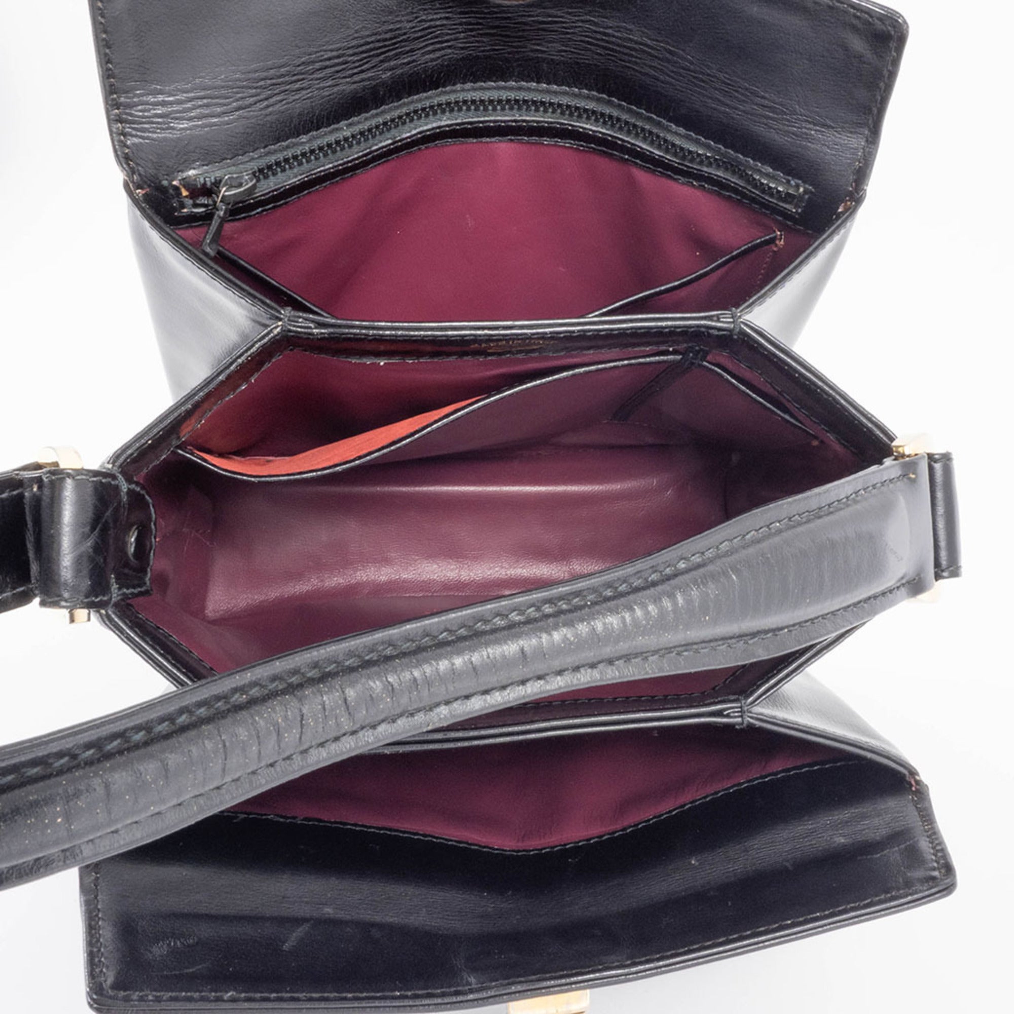 Gucci Black Leather Handbag Shoulder Bag (Pre-Owned)