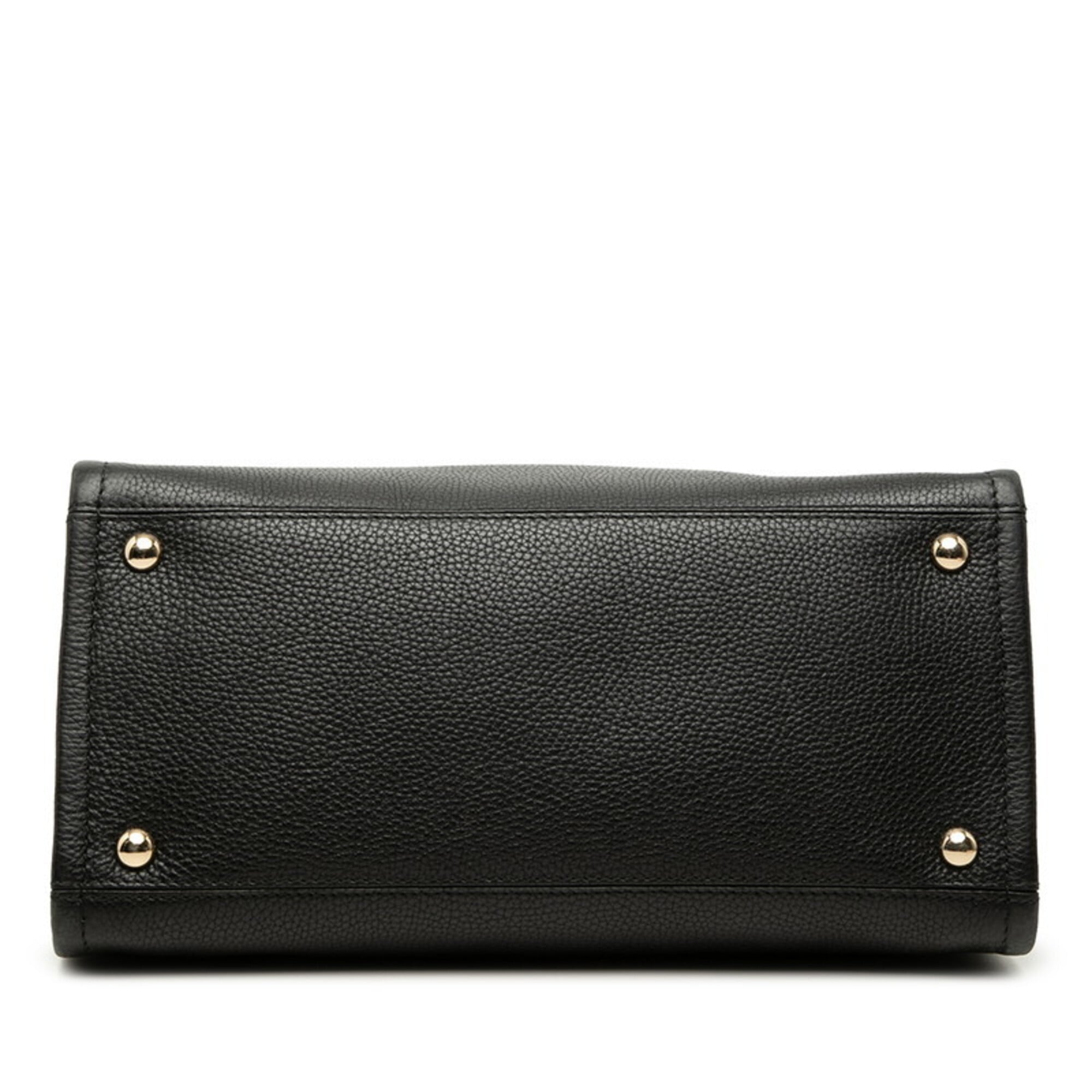 Salvatore Ferragamo Black Leather Handbag Shoulder Bag (Pre-Owned)