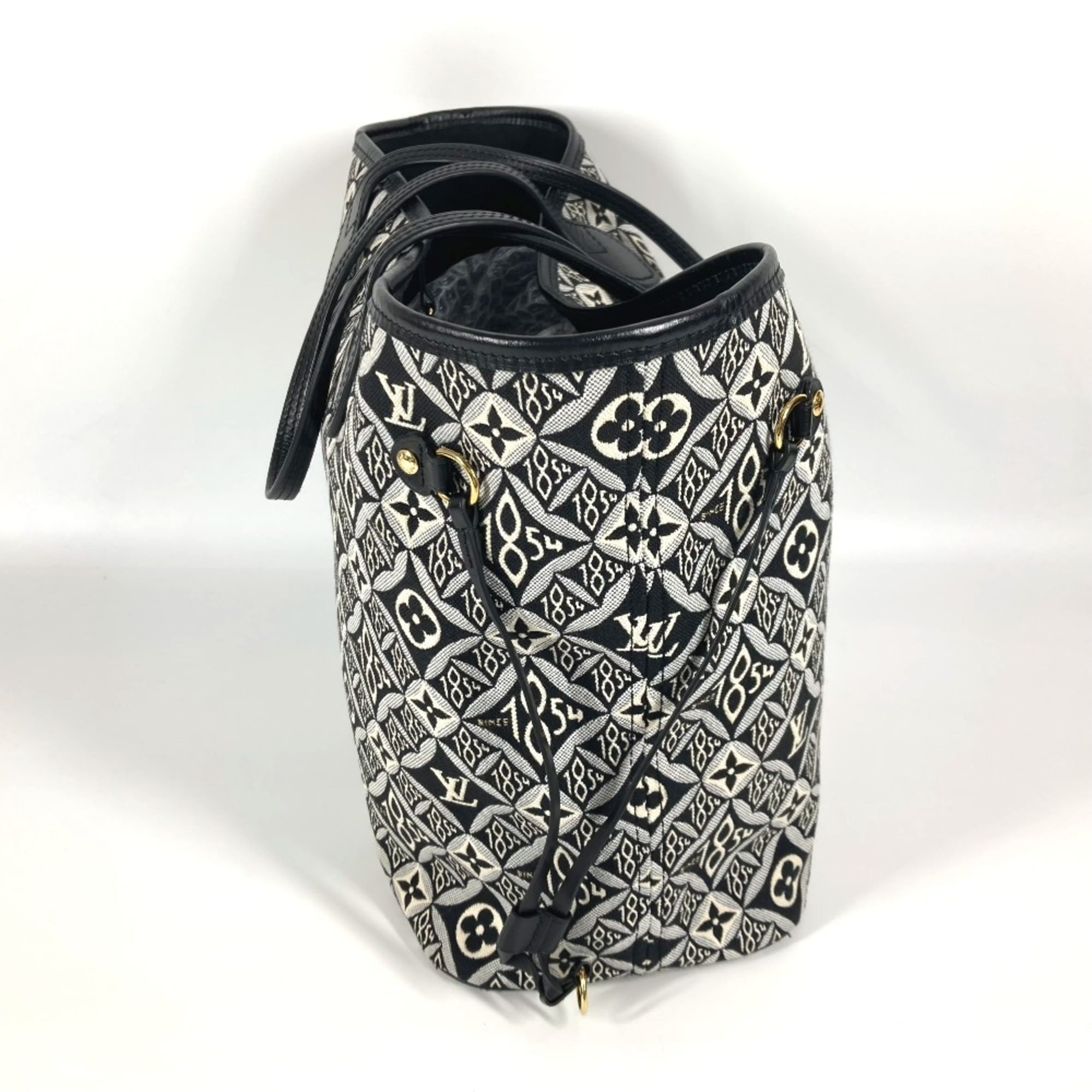 Louis Vuitton Black White Jacquard Leather Shoulder Bag Tote Bag (Pre-Owned)