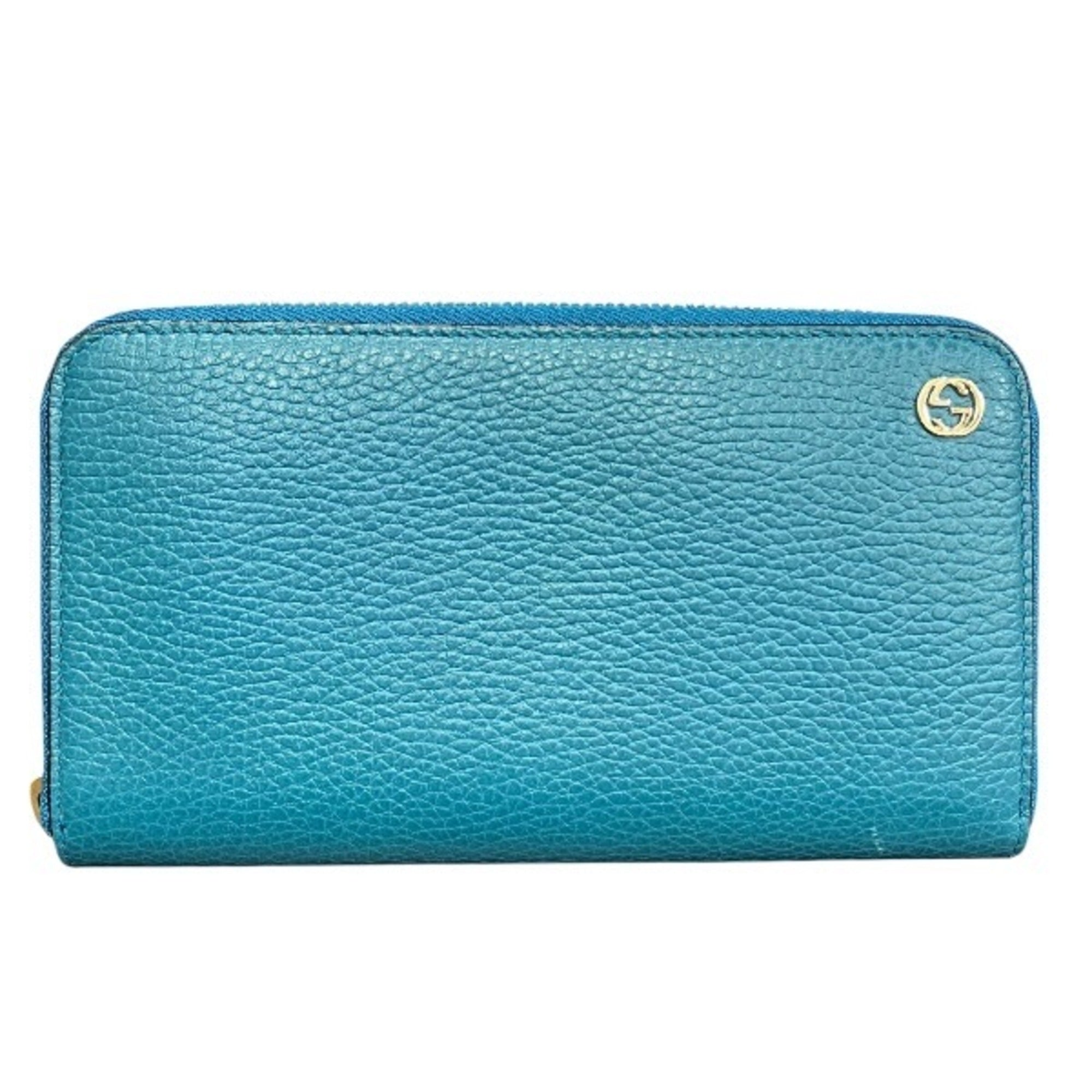 Gucci Turquoise Leather Long Wallet (Bi-Fold) (Pre-Owned)