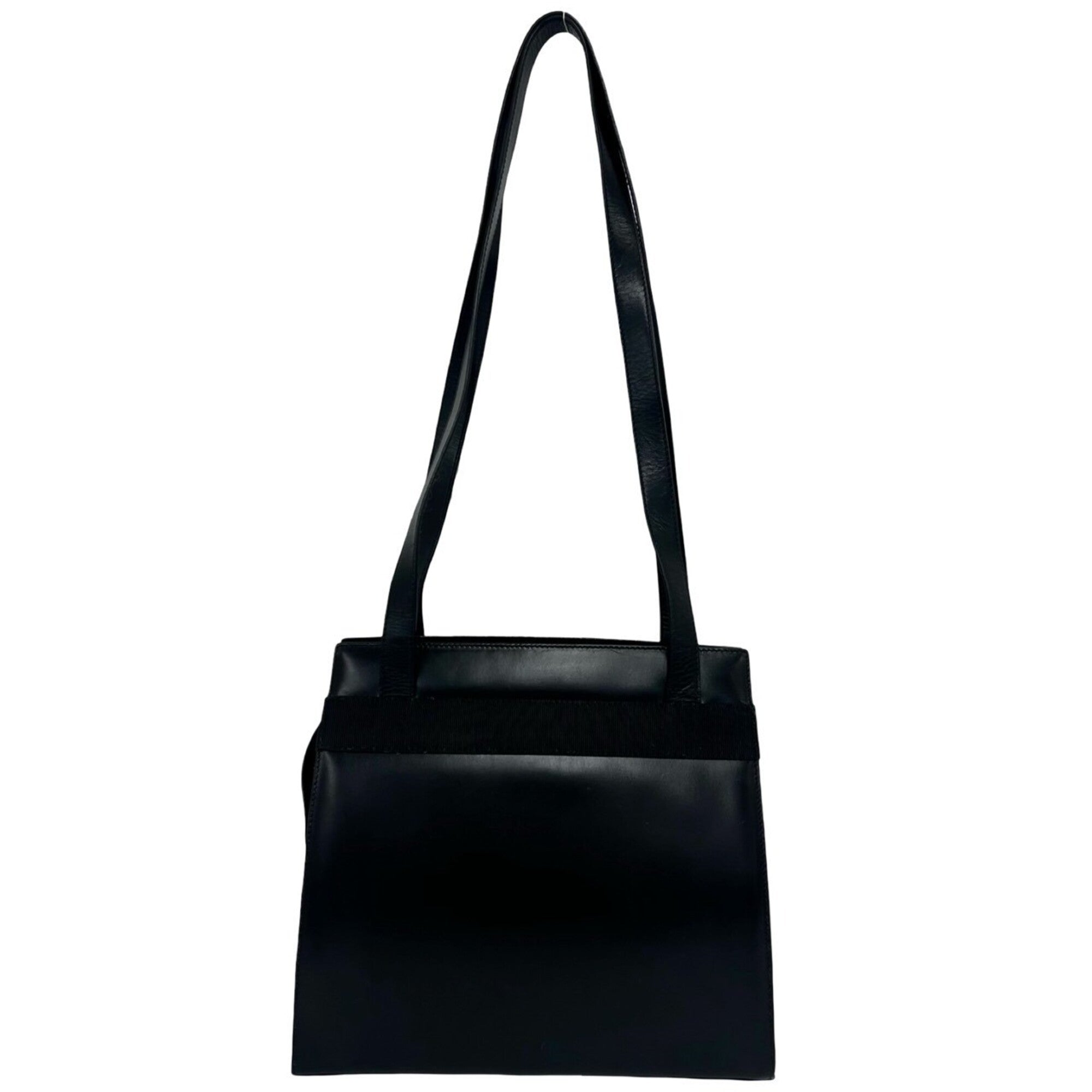Salvatore Ferragamo Black Leather Shoulder Bag Tote Bag (Pre-Owned)