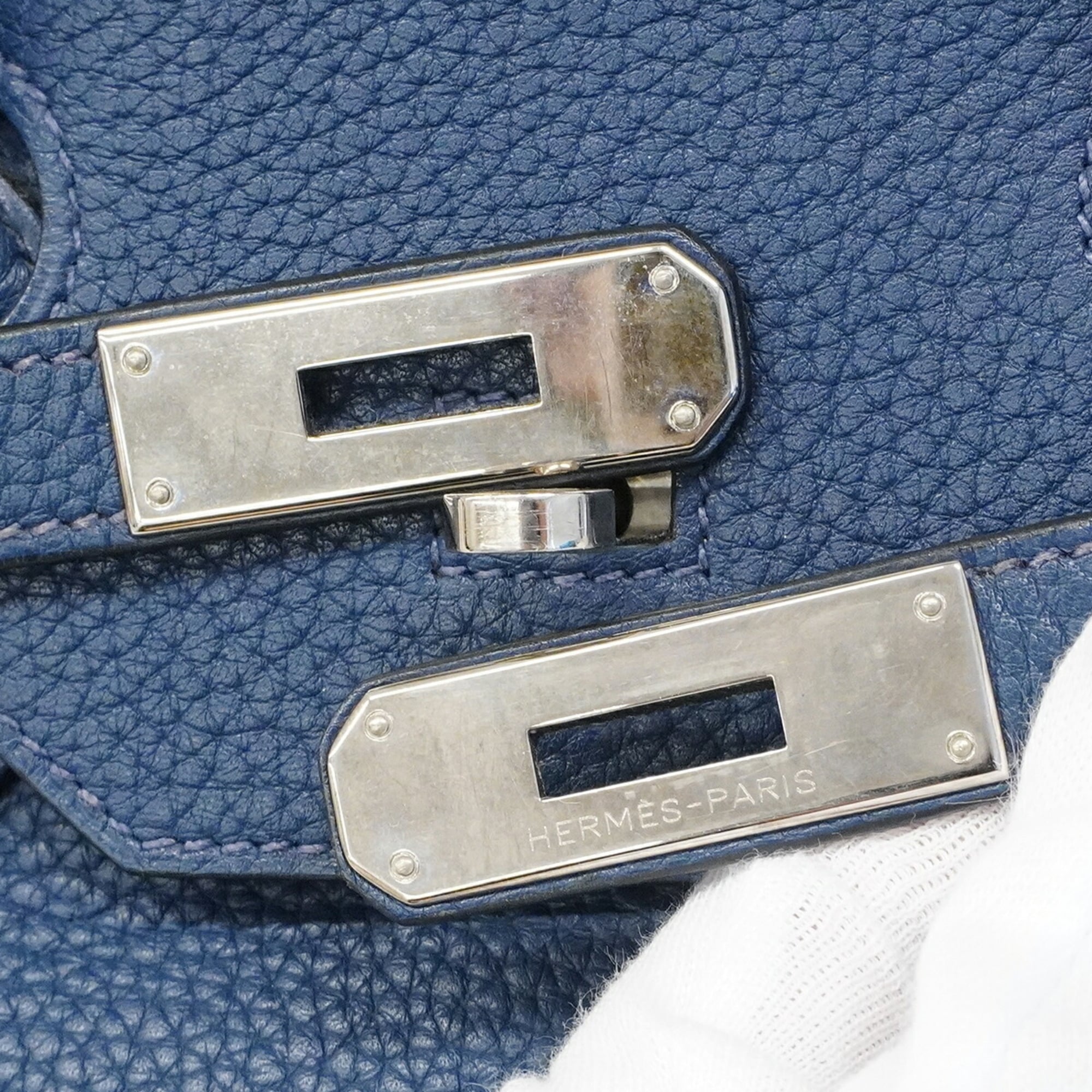 Hermes Blue Togo Leather Handbag (Pre-Owned)