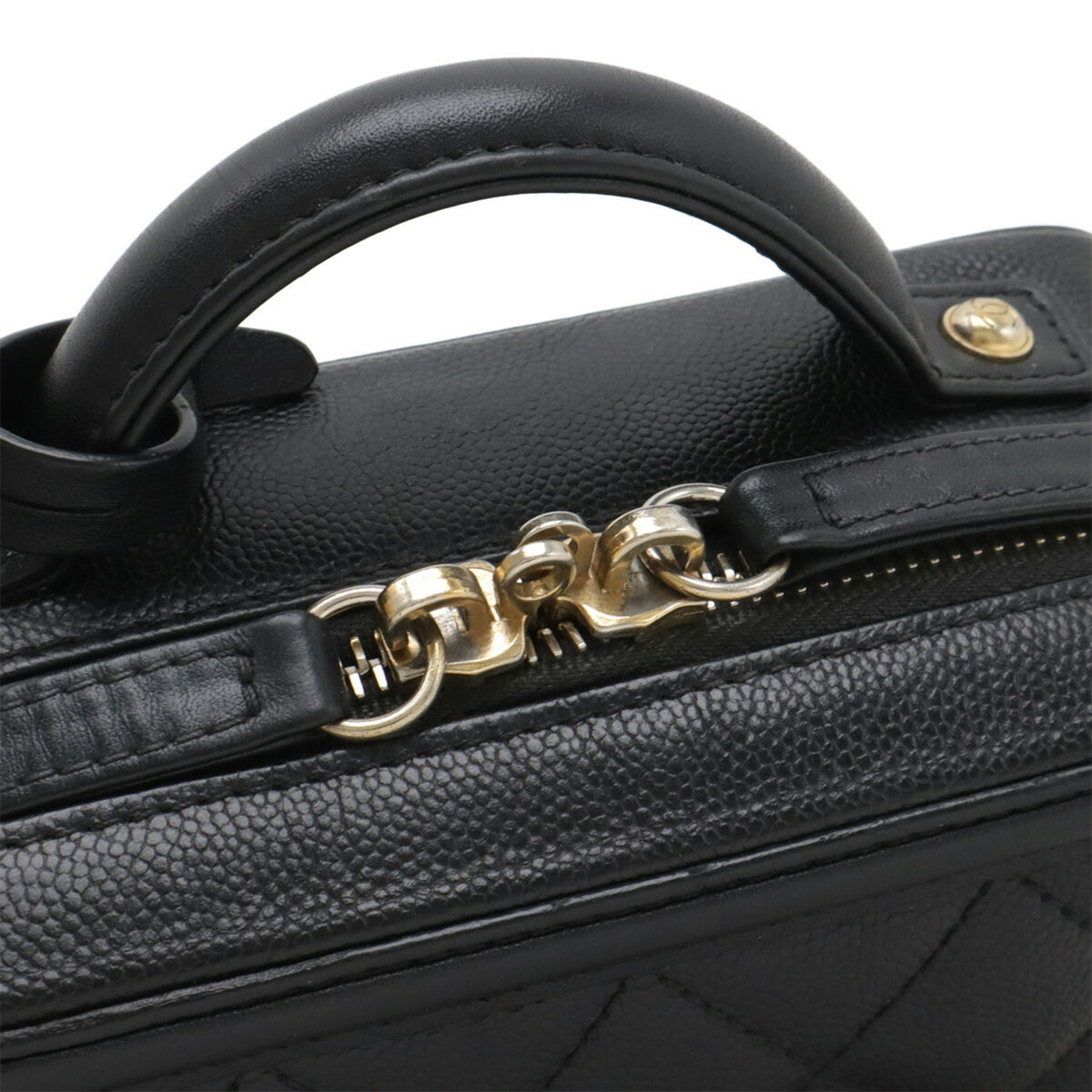 Chanel Black Grained Calfskin Handbag Shoulder Bag Vanity Bag (Pre-Owned)