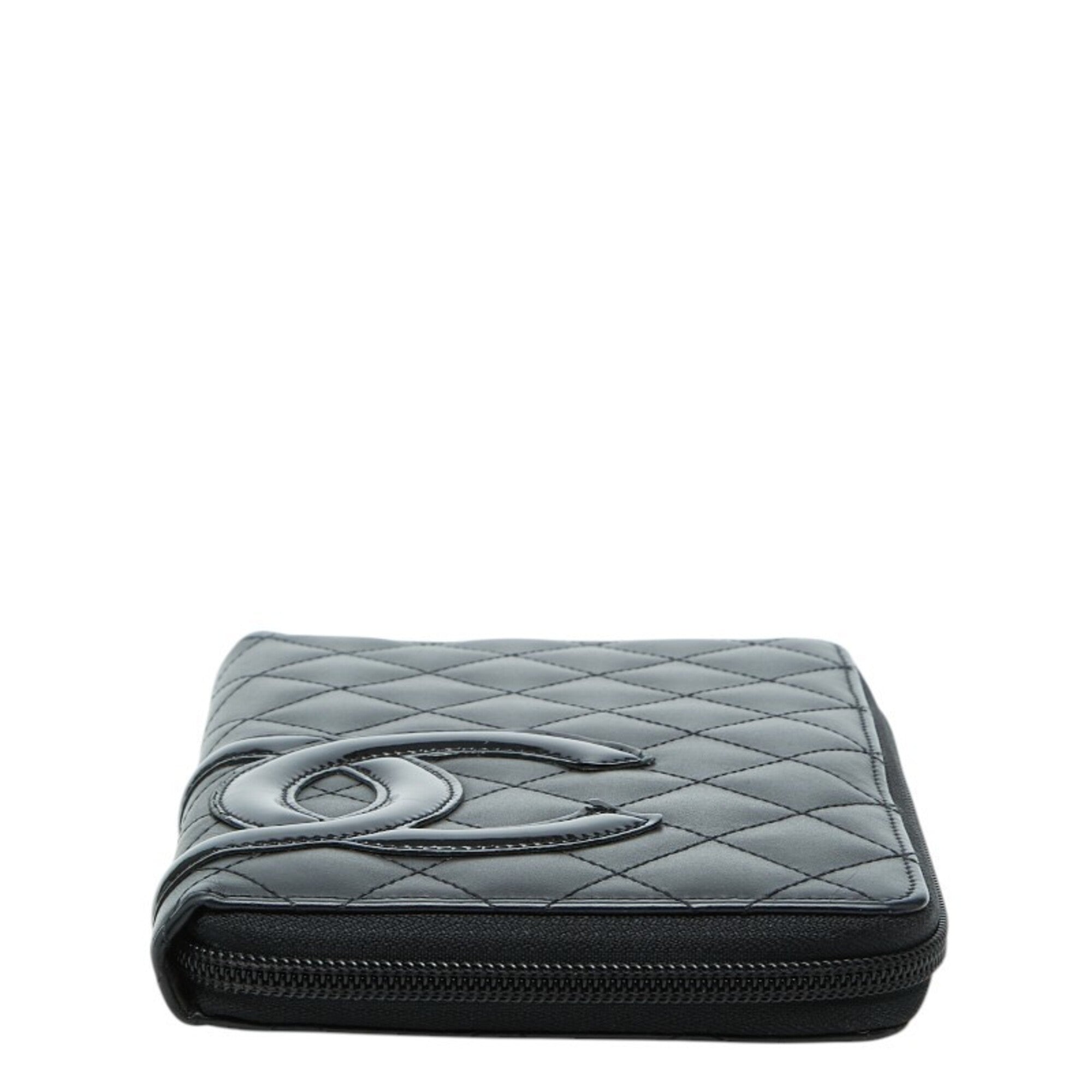 Chanel Black Leather Long Wallet (Bi-Fold) (Pre-Owned)