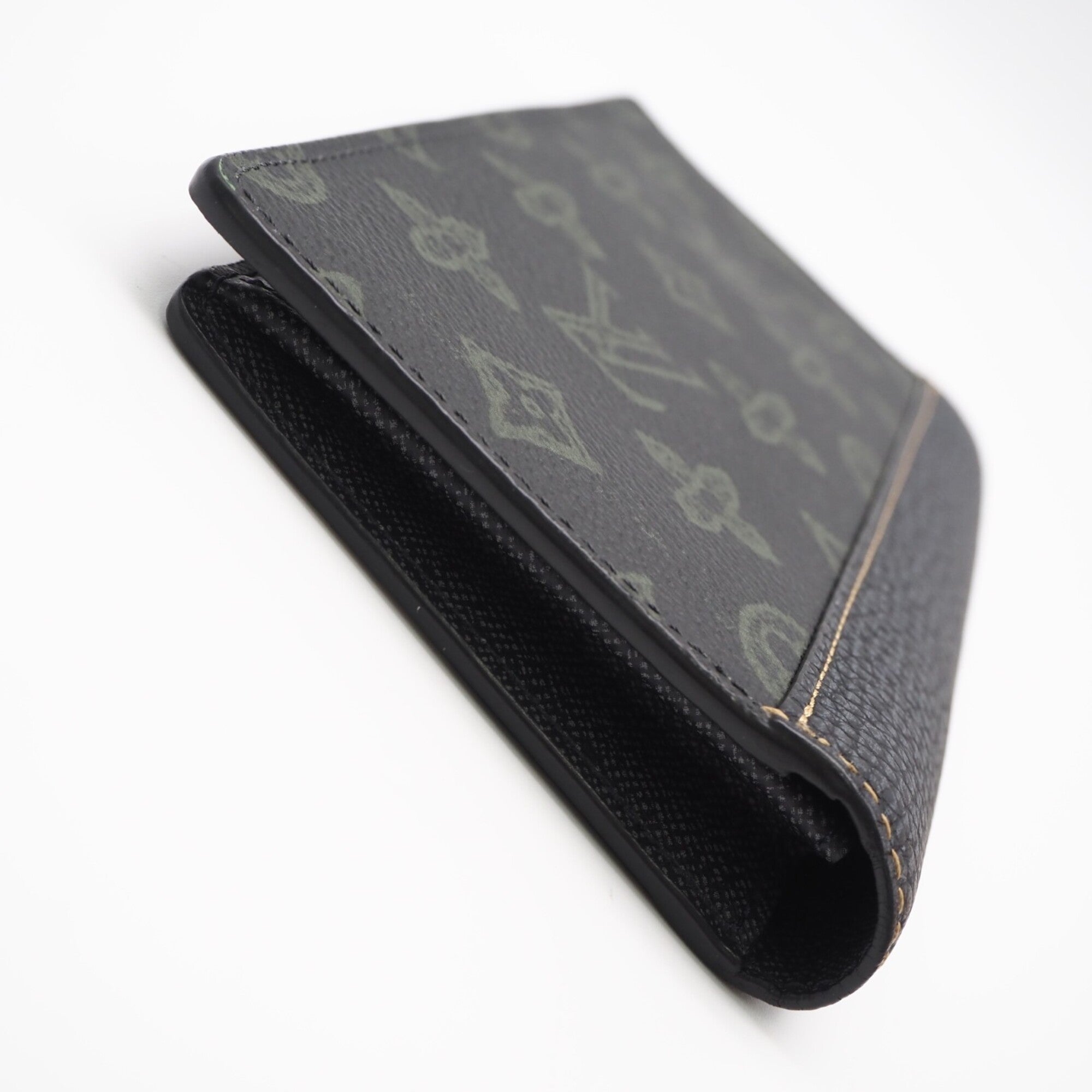 Louis Vuitton Monogram Brown Green Navy Coated Canvas Leather Long Wallet (Bi-Fold) (Pre-Owned)