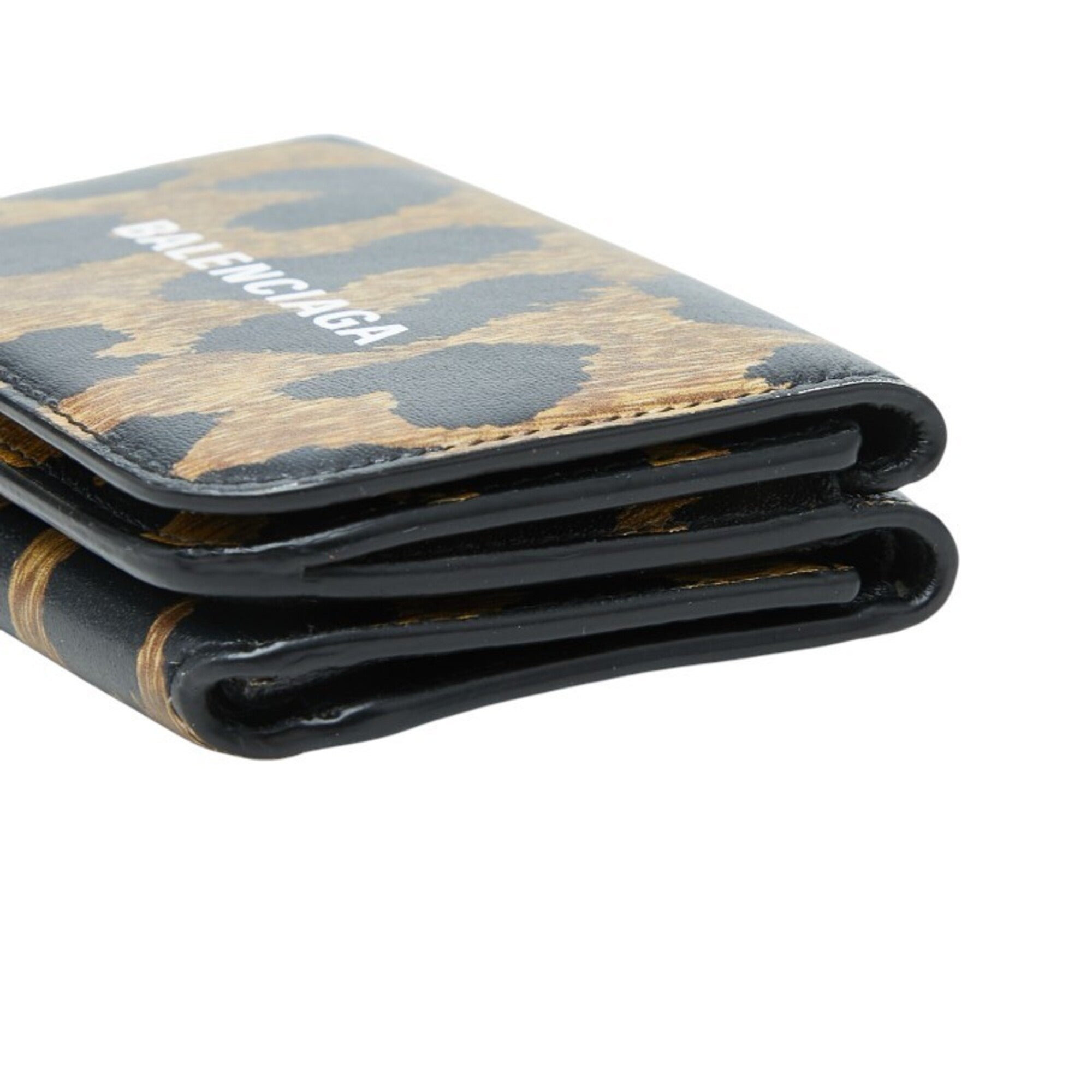 Balenciaga Black Brown Leather Wallet (Tri-Fold) (Pre-Owned)