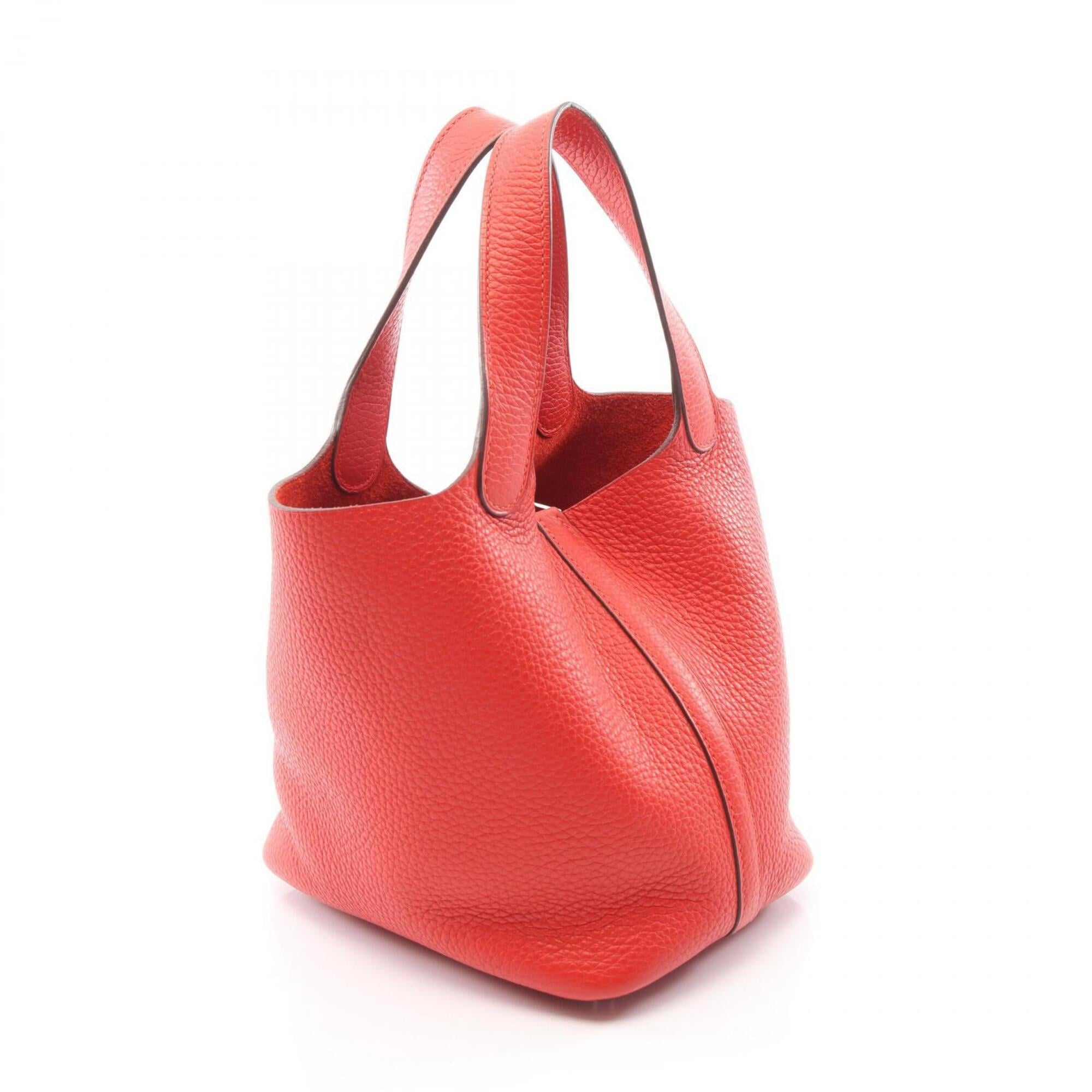 Hermes Picotin Red Color Taurillon Clemence Leather Handbag (Pre-Owned)
