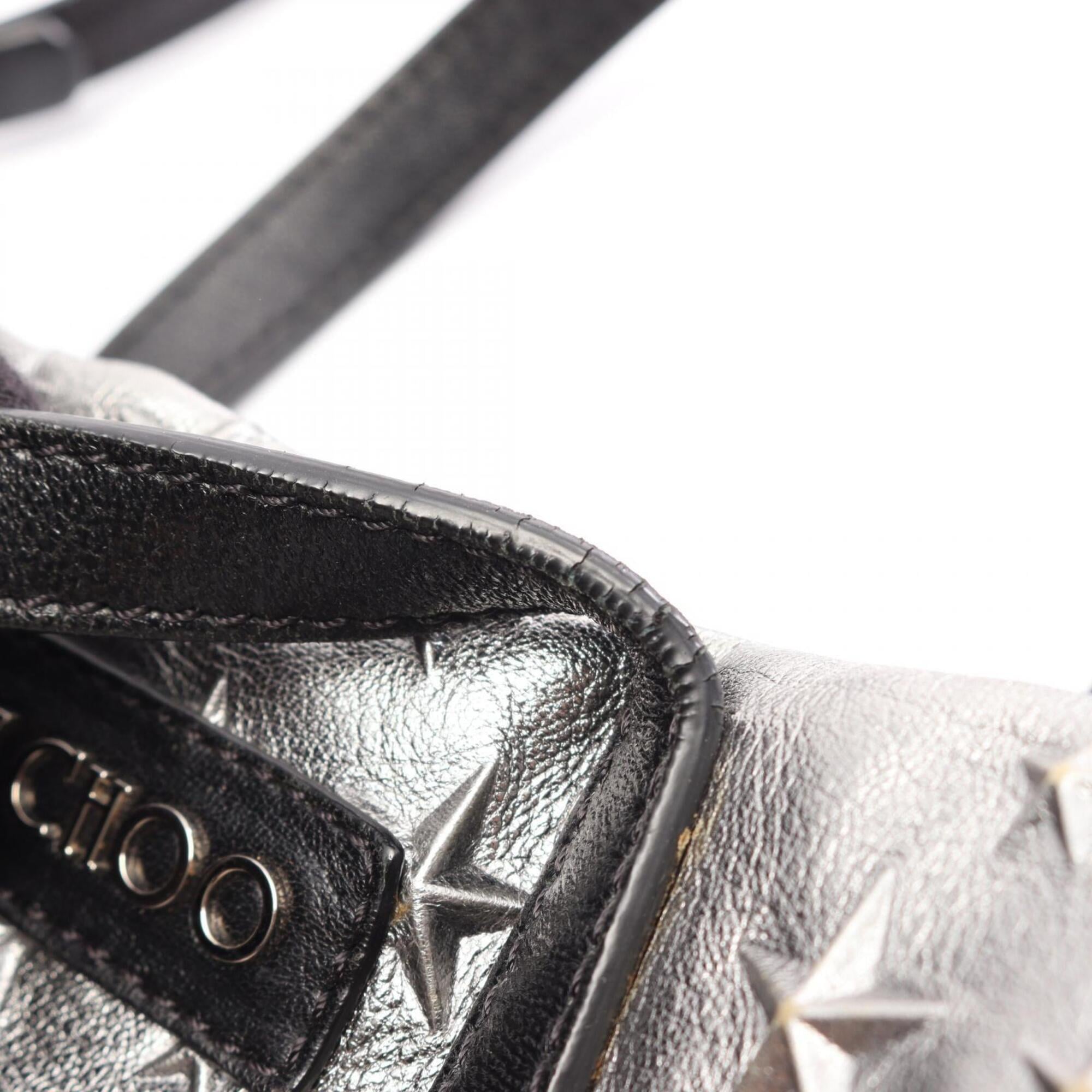 Jimmy Choo Black Silver Leather Handbag (Pre-Owned)