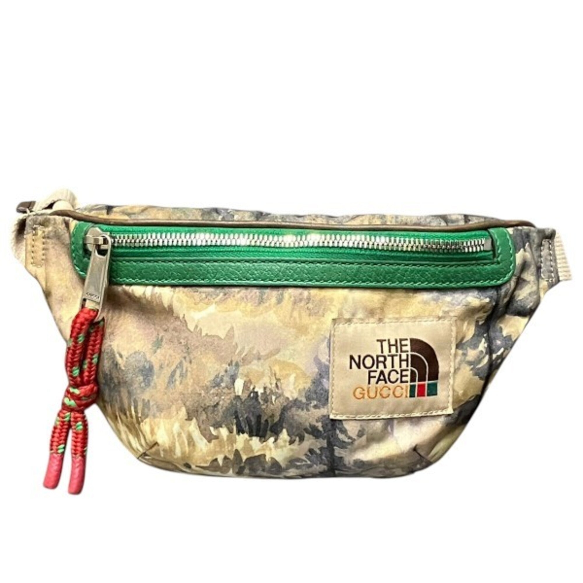 Gucci Beige Green Nylon Leather Fanny Pack (Pre-Owned)