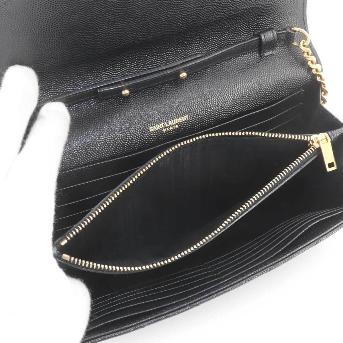Saint Laurent Black Leather Chain/Shoulder Wallet (Pre-Owned)
