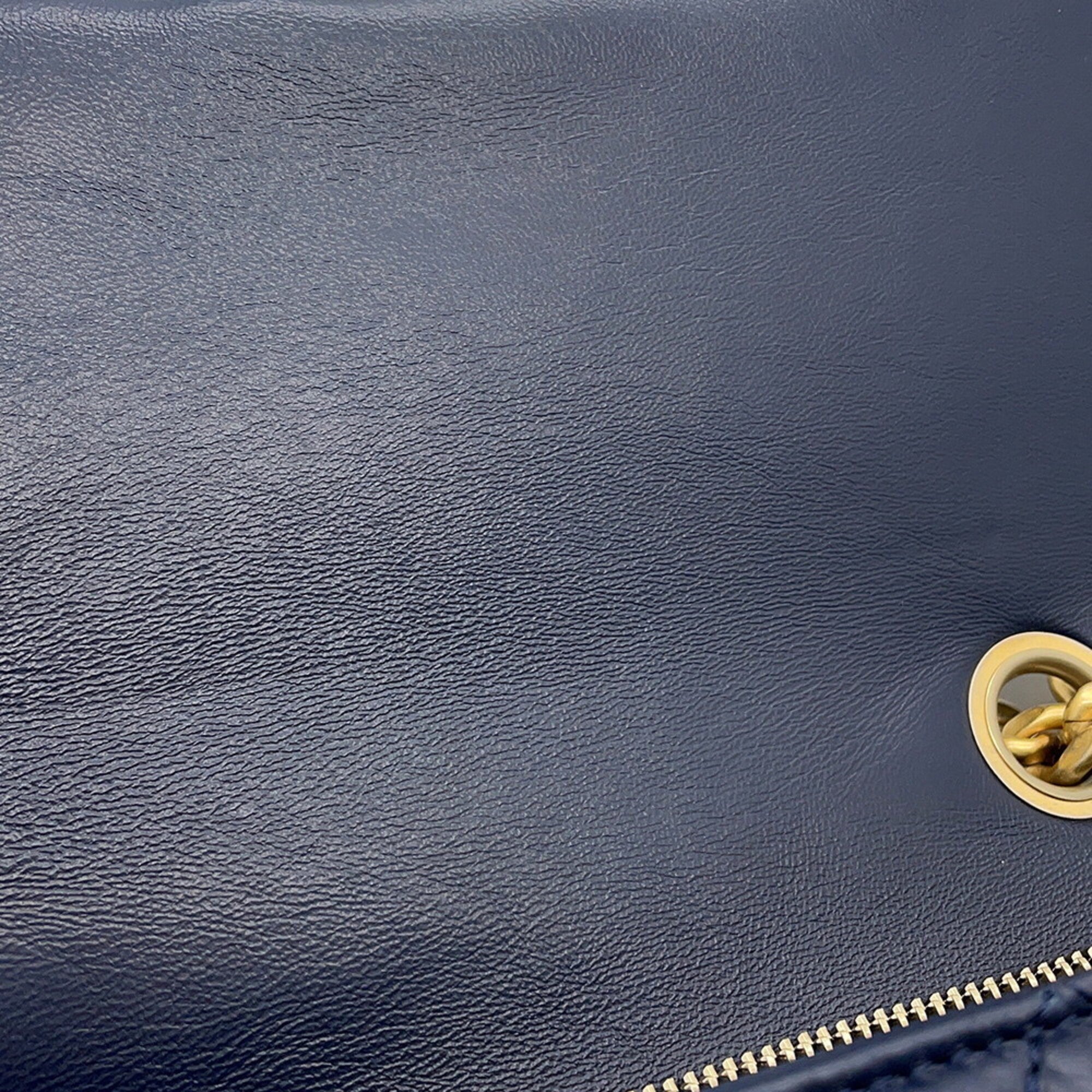 Chanel Navy Leather Handbag Shoulder Bag (Pre-Owned)
