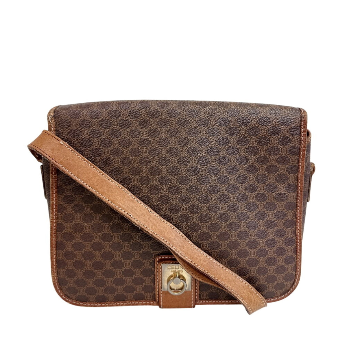 Celine Macadam Brown Leather Shoulder Bag (Pre-Owned)