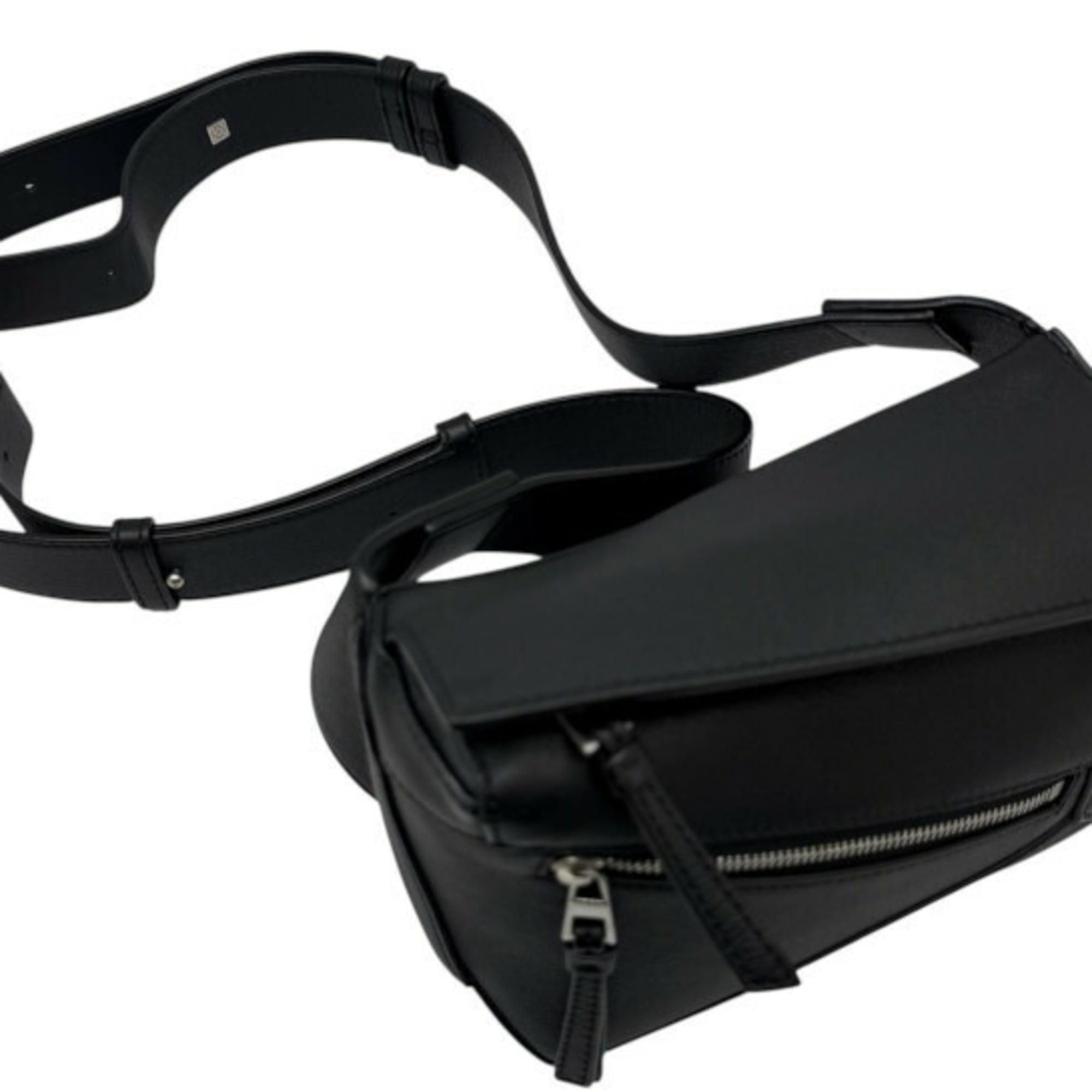 Loewe Puzzle Black Leather Fanny Pack Sling Bag (Pre-Owned)