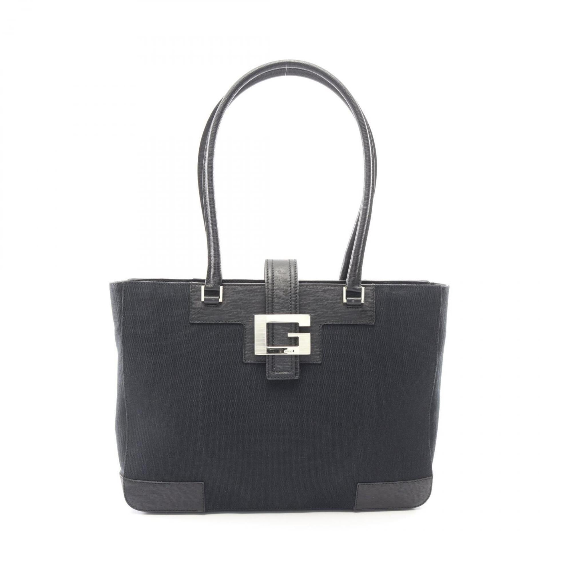 Gucci Black Canvas Leather Handbag Tote Bag (Pre-Owned)