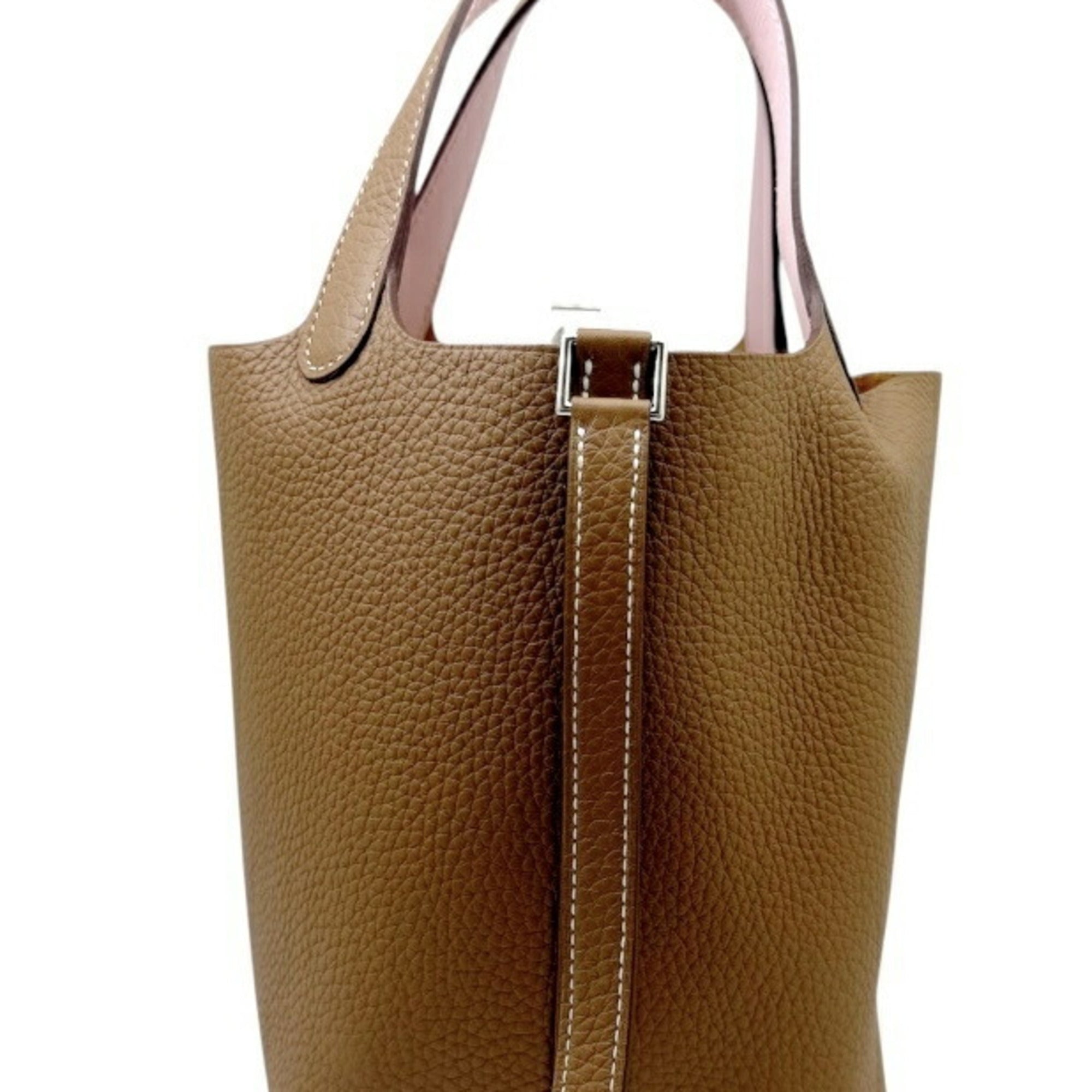 Hermes Gold Rose Sakura Taurillon Clemence Leather Handbag (Pre-Owned)
